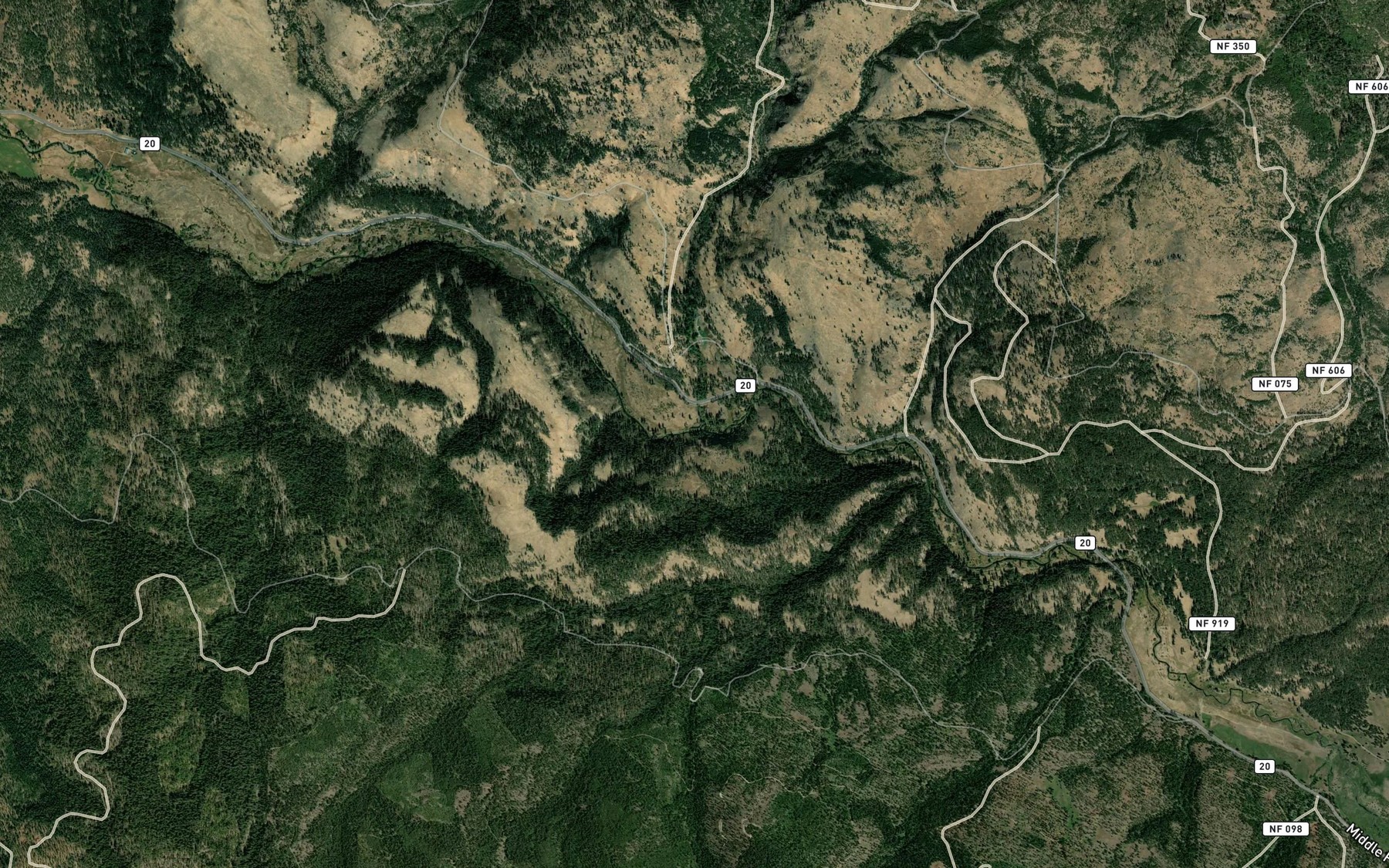 Satellite map of the Big Boulder Creek