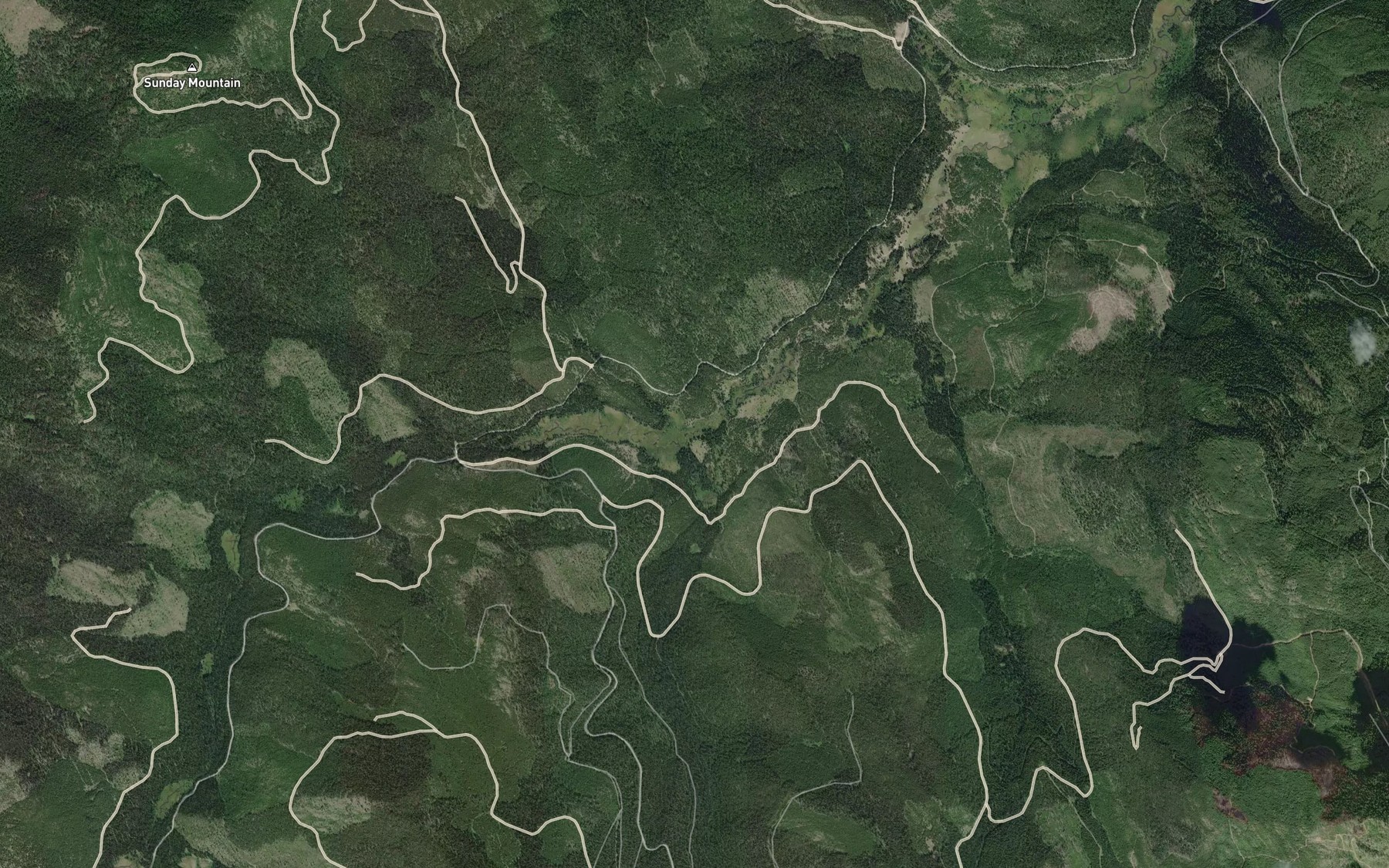 Satellite map of the Tom Creek