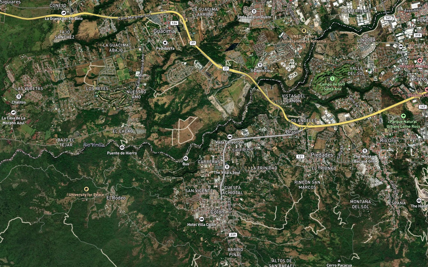 Satellite map of the Quebrada Muerte