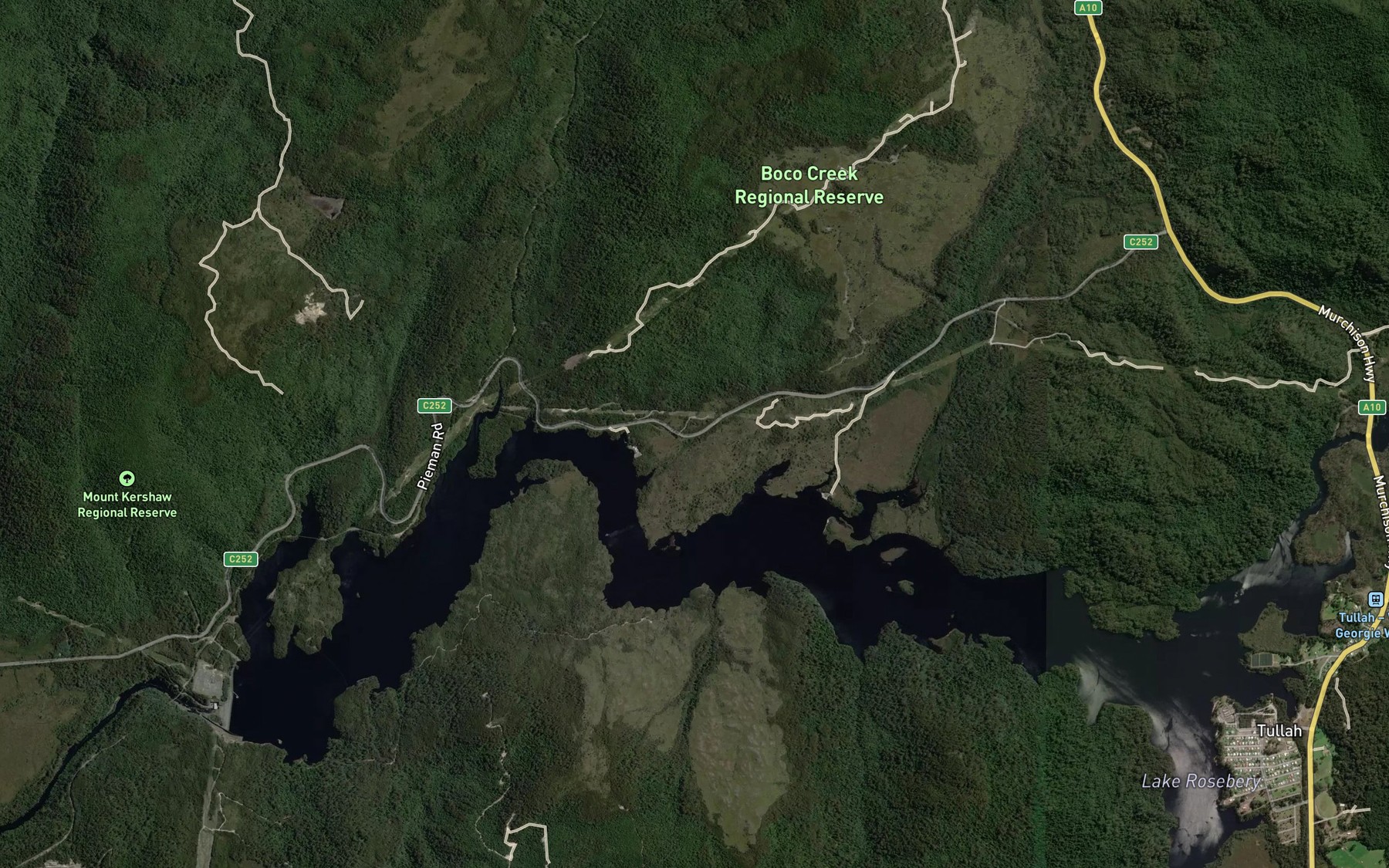Satellite map of the Lake Rosebery