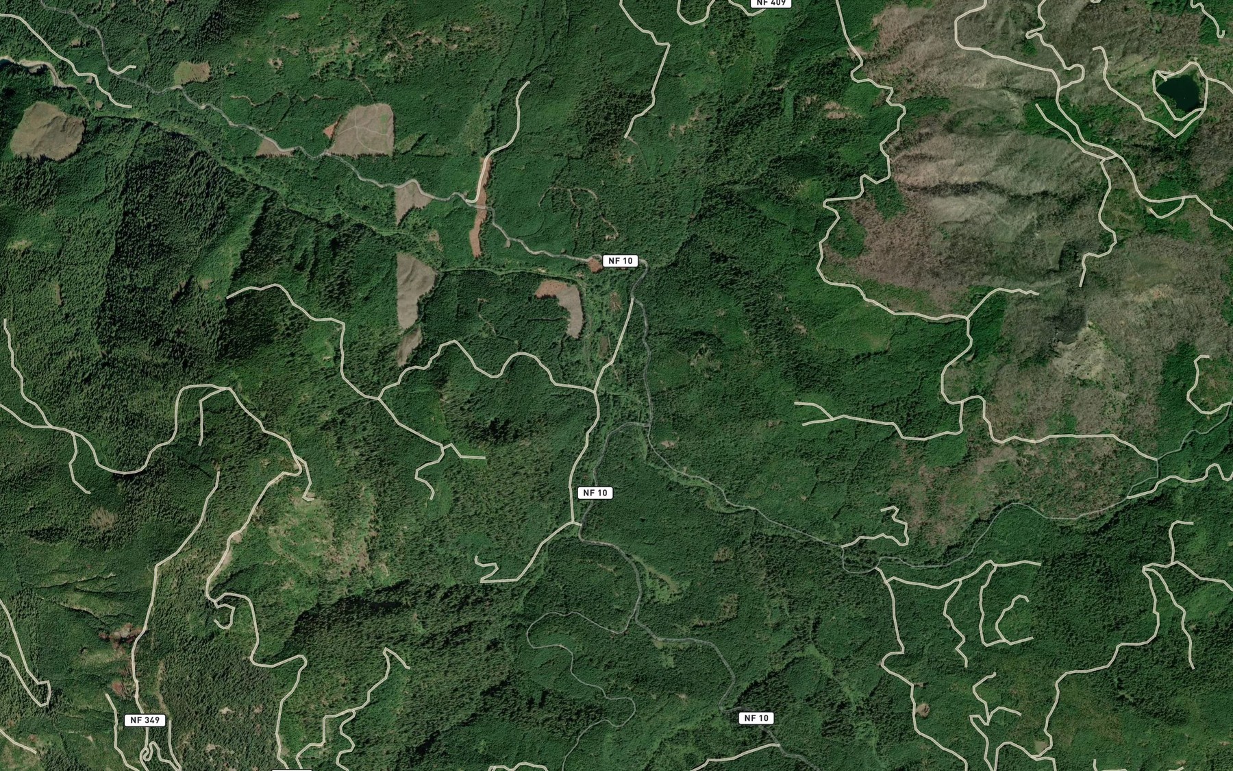 Satellite map of the Cliff Creek