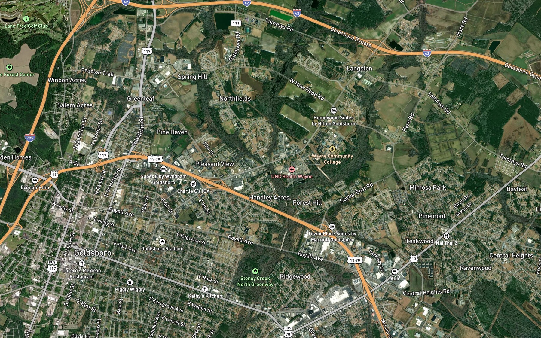Satellite map of the Reedy Branch