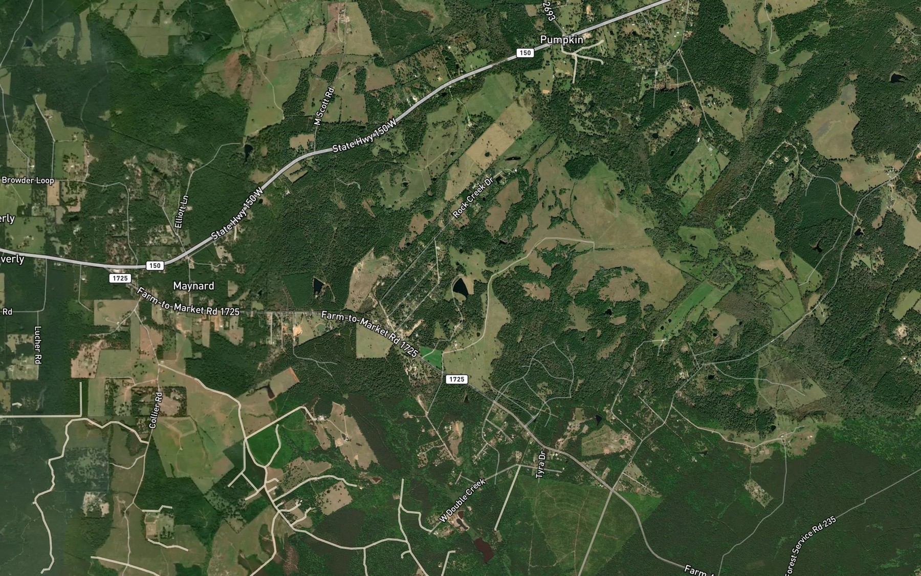 Satellite map of the A and W Ranch Lake