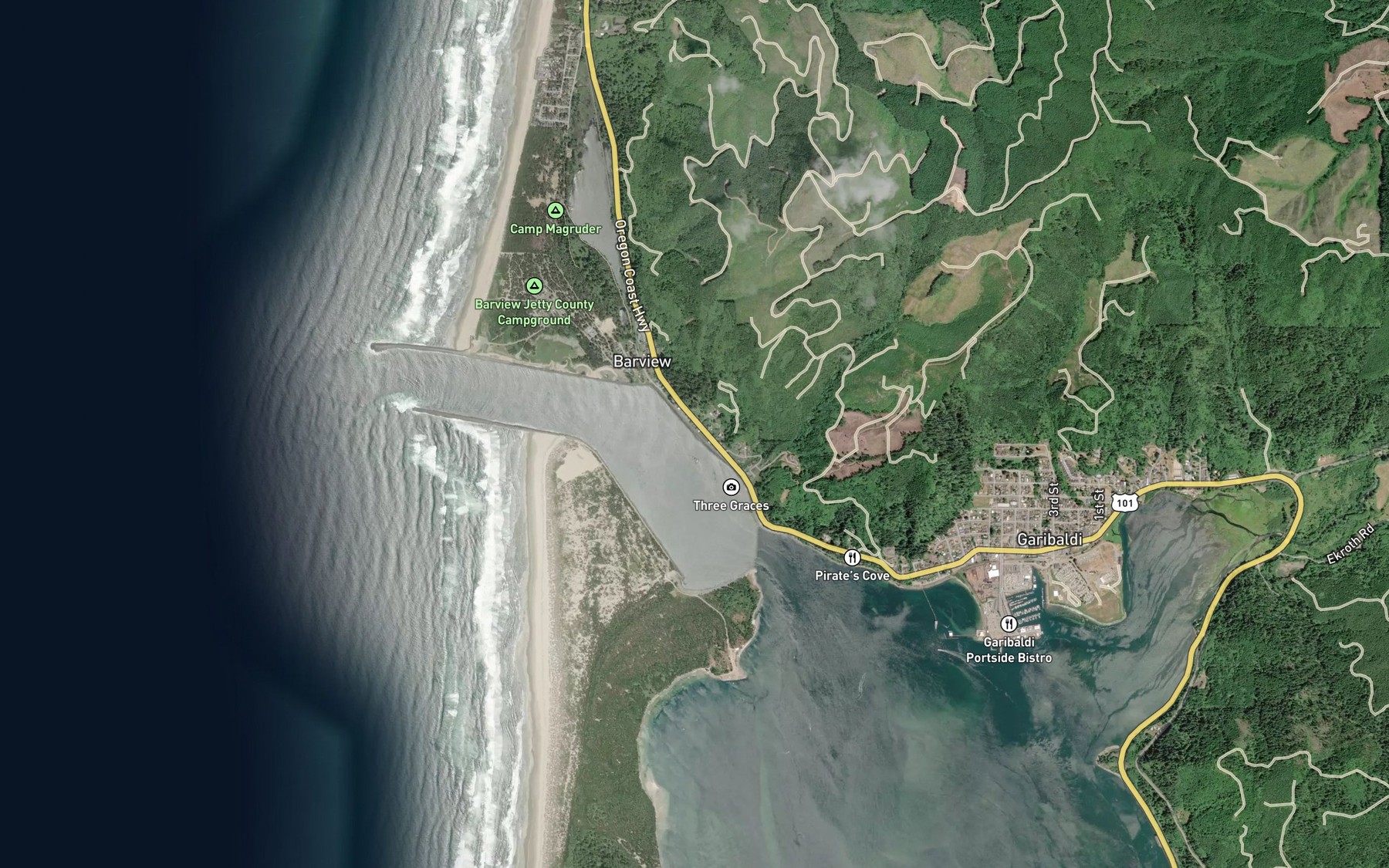 Satellite map of the Lifesaving Creek
