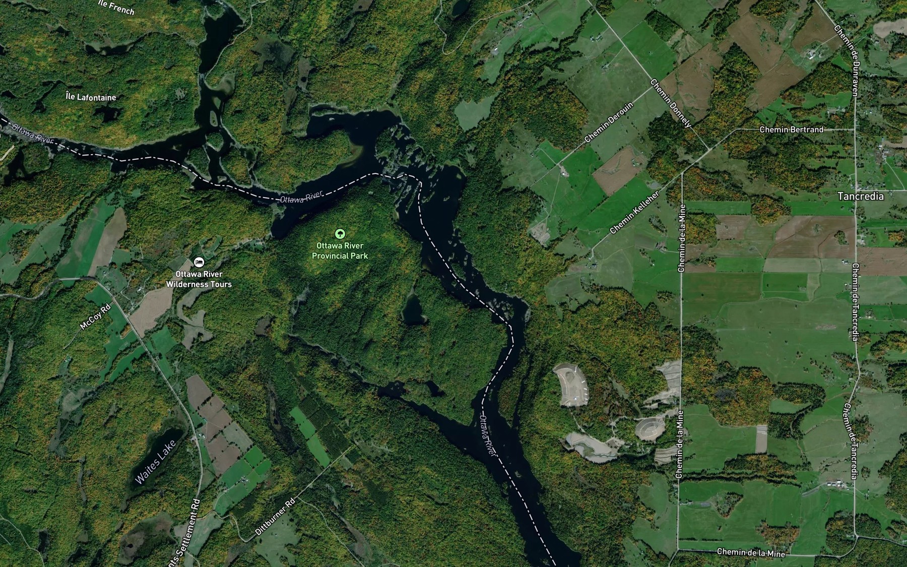 Satellite map of the La Barriere Rapids