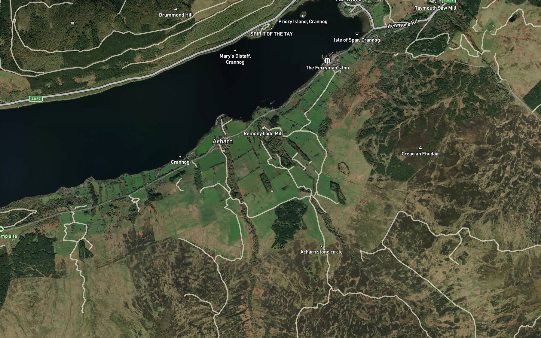 Satellite map of the Acharn Burn