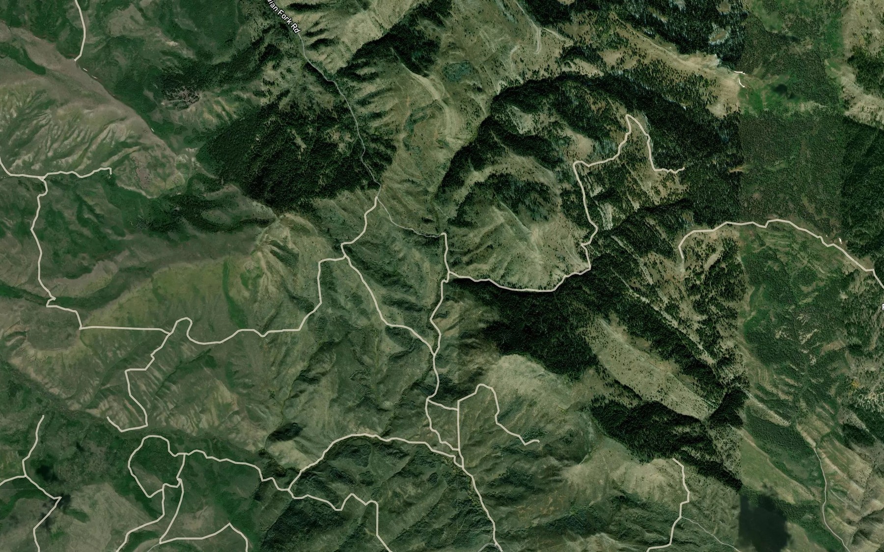 Satellite map of the Tex Creek