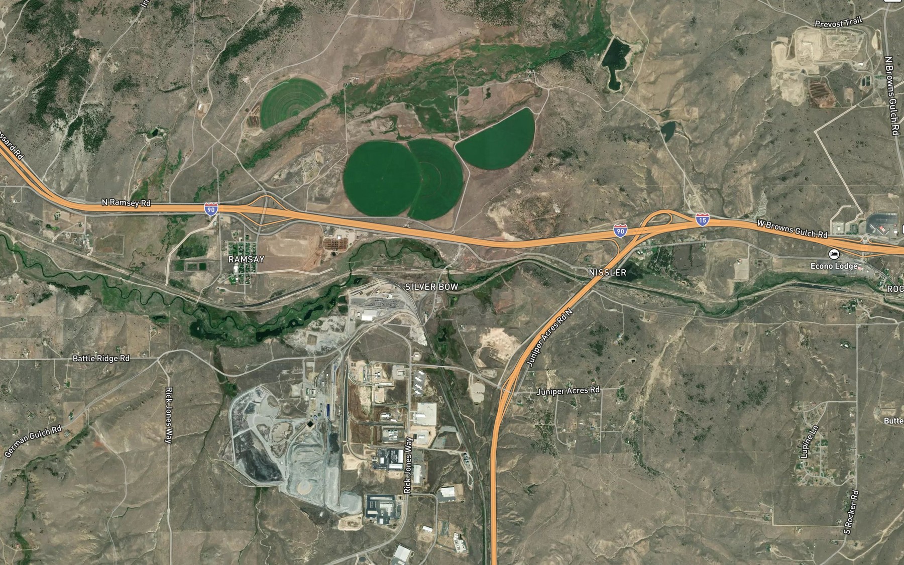 Satellite map of the Sand Creek