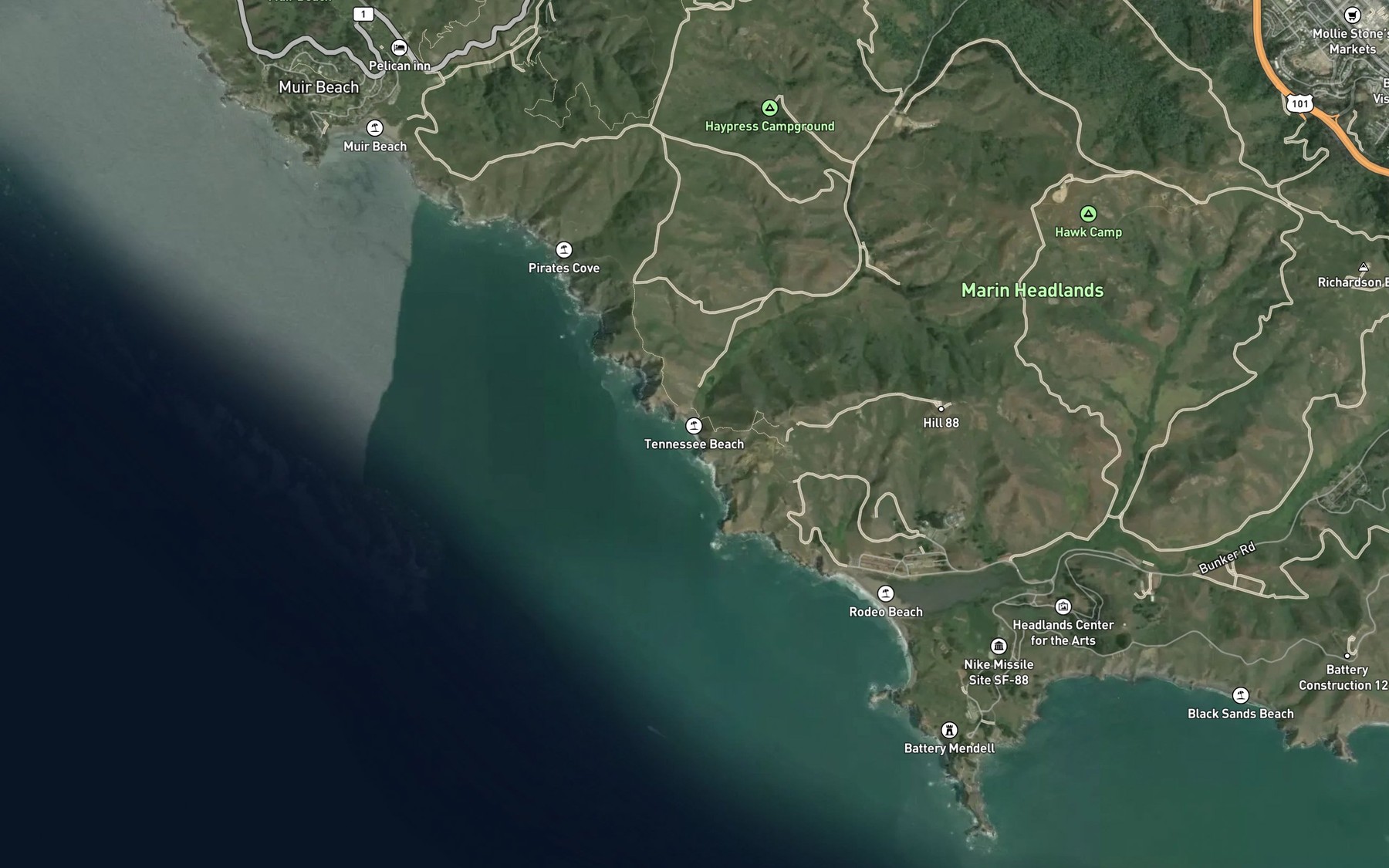 Satellite map of the Tennessee Cove
