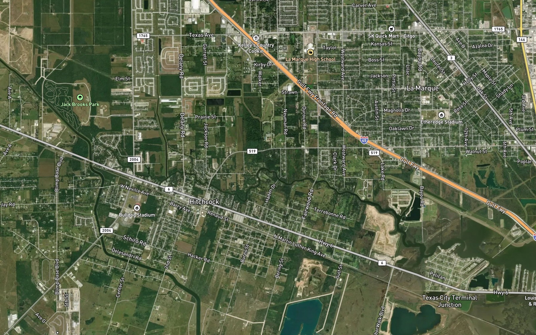 Satellite map of the Marchand Bayou