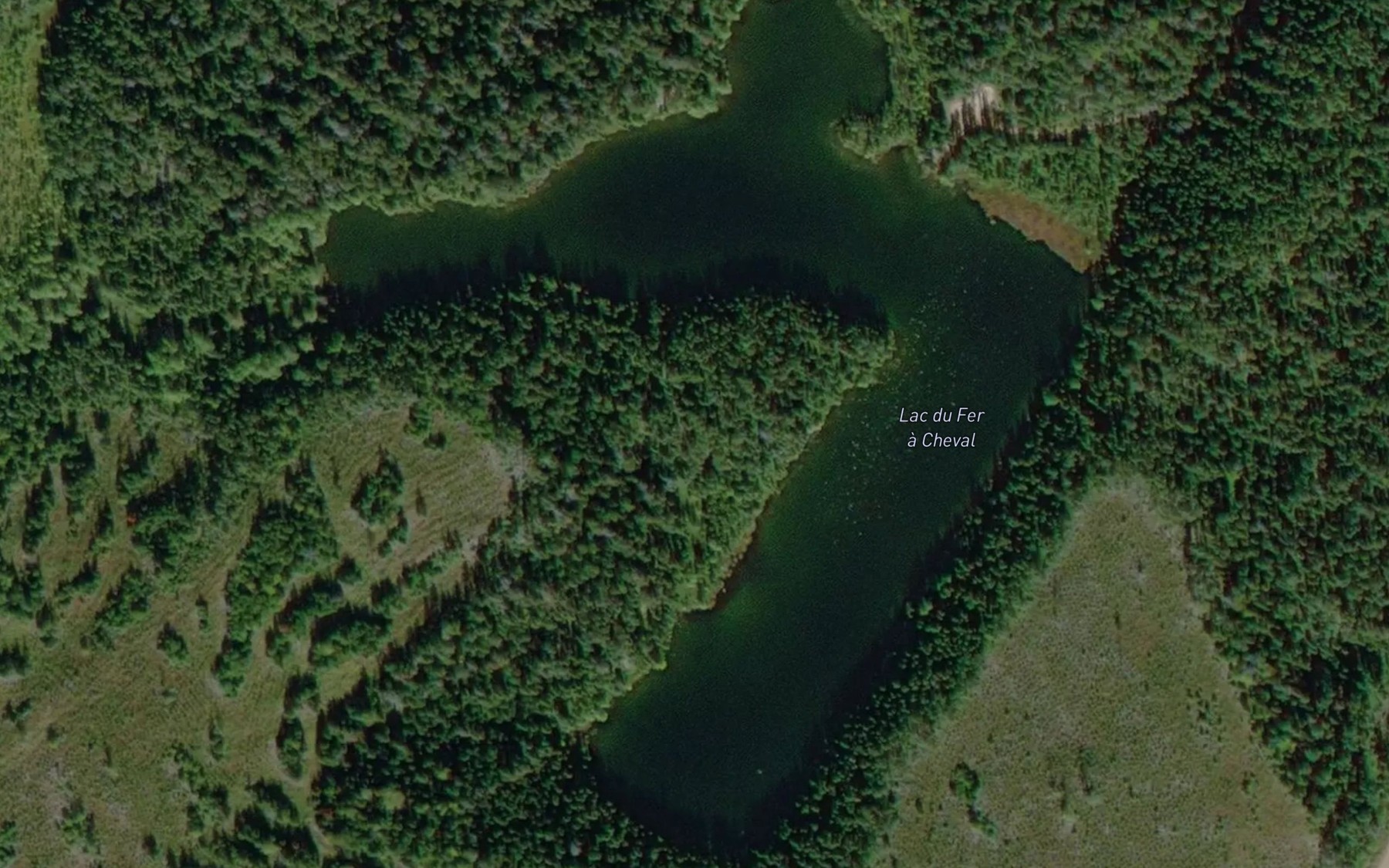 Satellite map of the Lac du Fer a Cheval