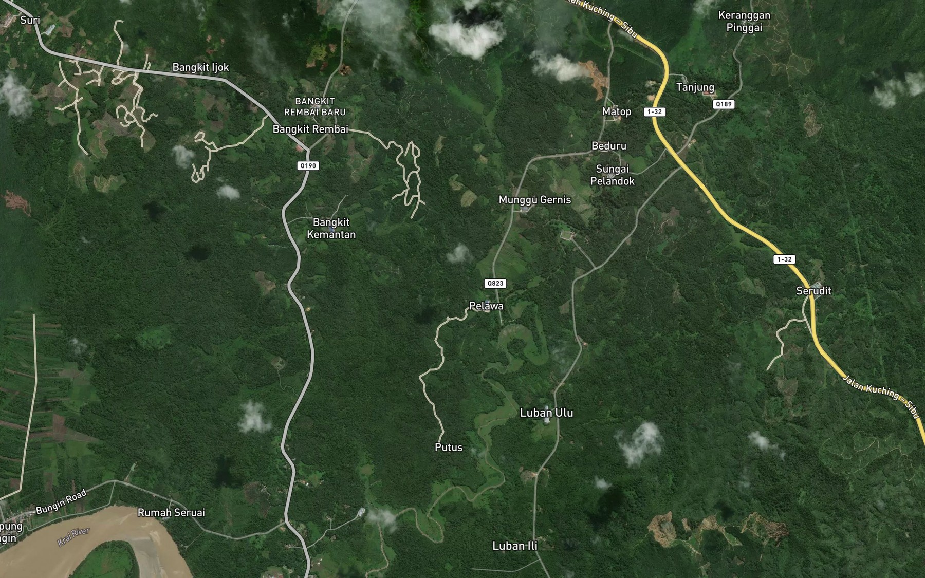 Satellite map of the Sungai Pelawa