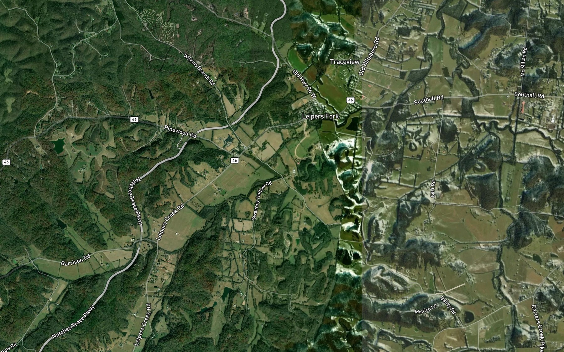Satellite map of the Wilkie Branch