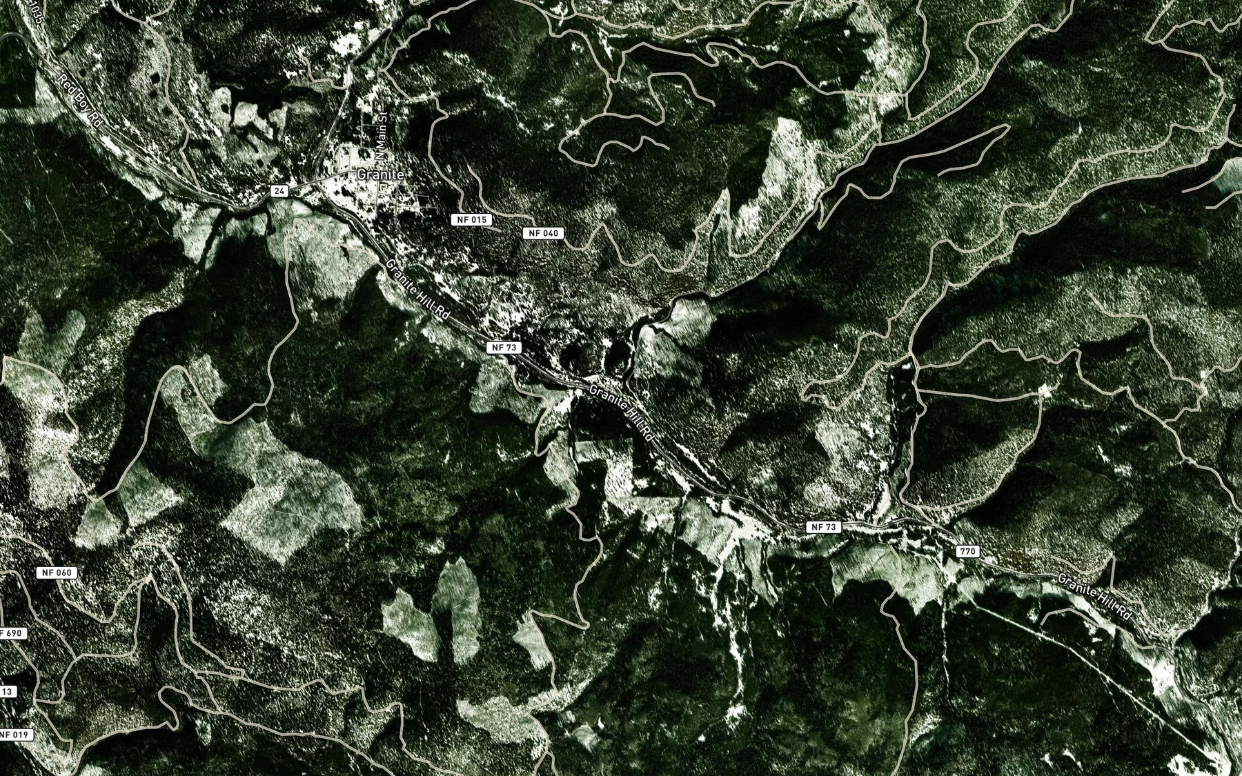 Satellite map of the Corral Creek
