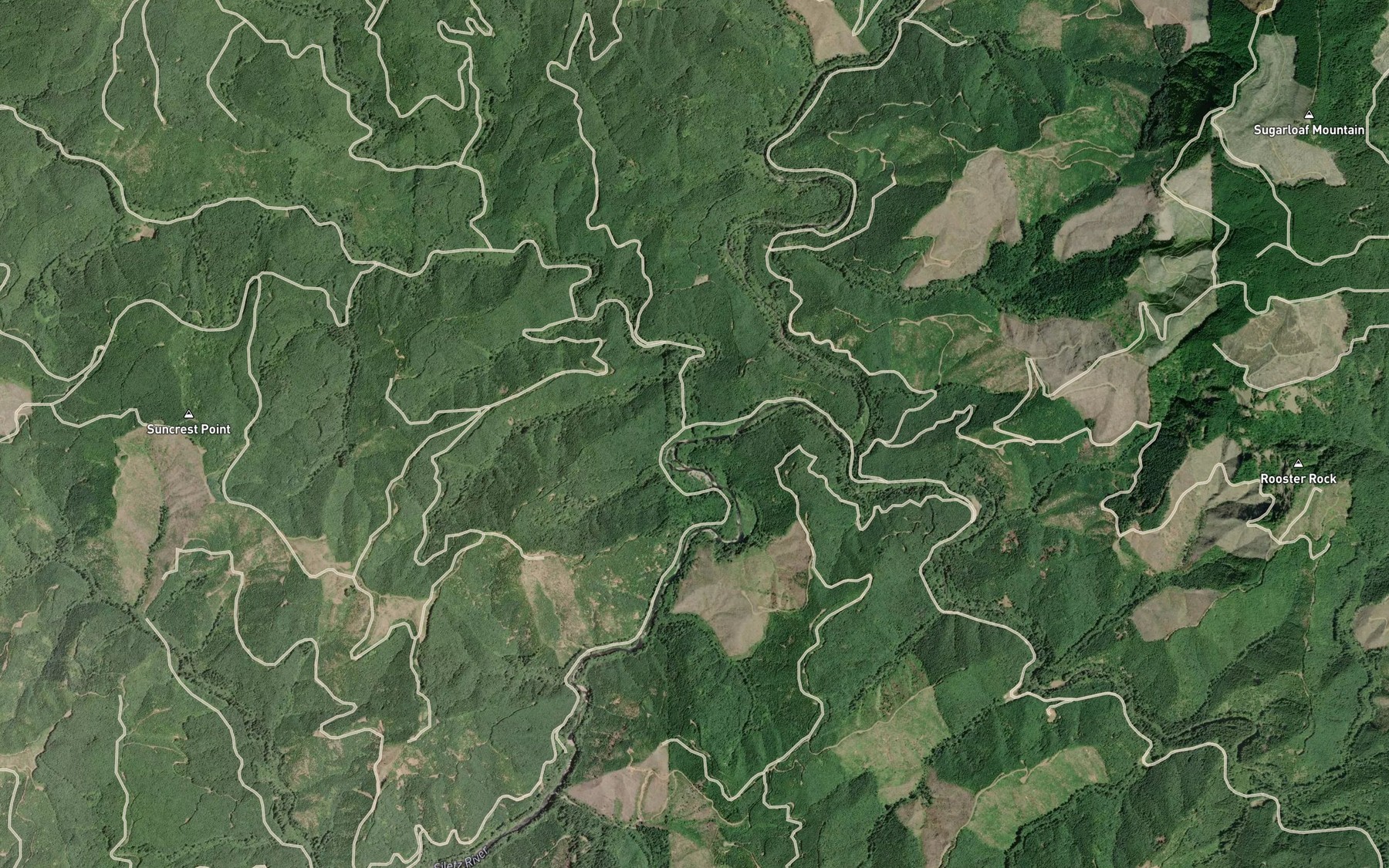 Satellite map of the Gravel Creek