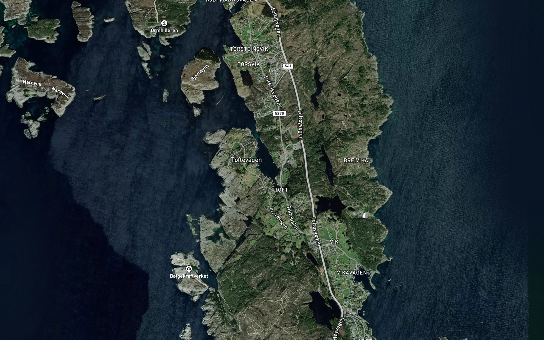 Satellite map of the Stekkevika