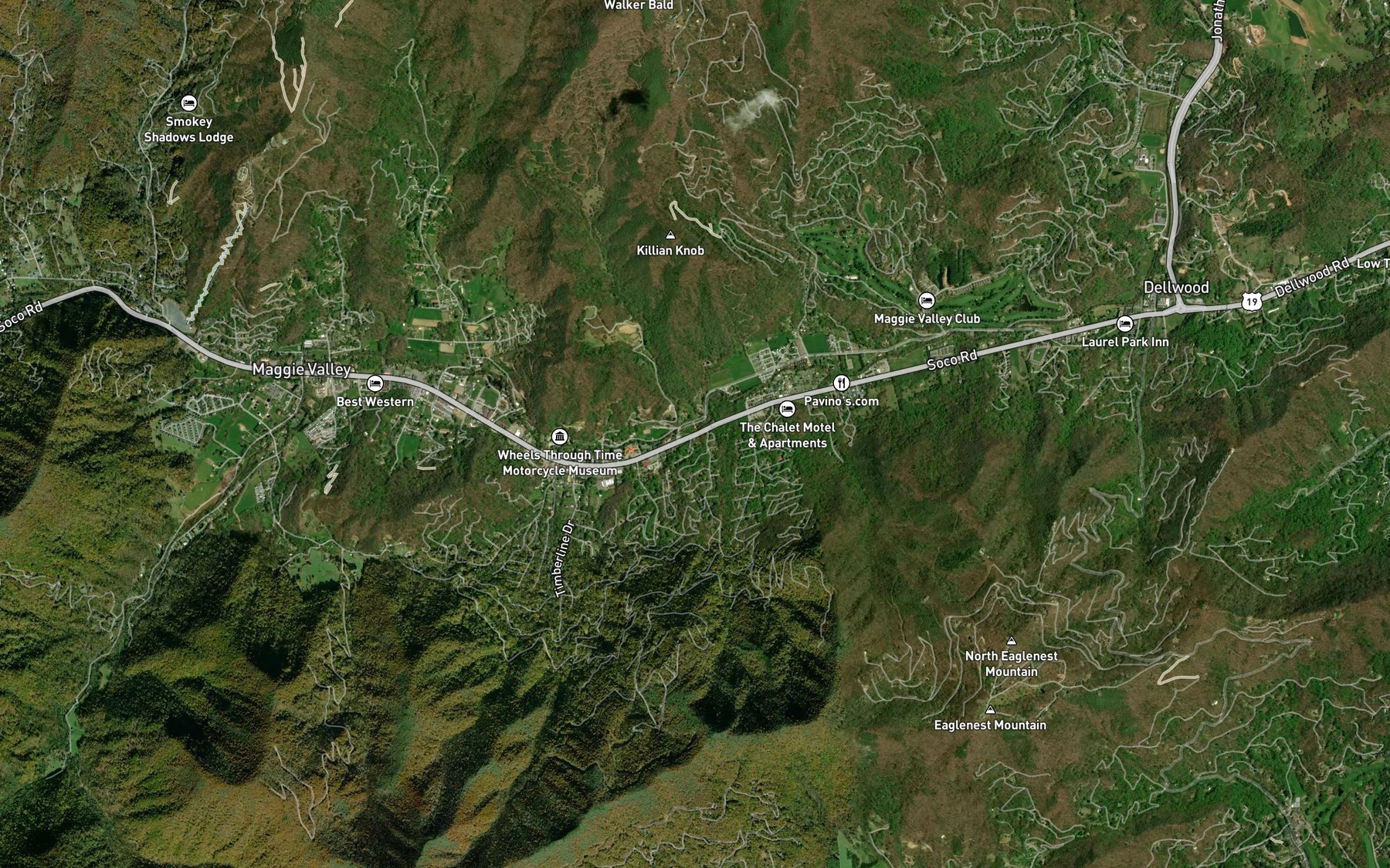 Satellite map of the Pine Tree Cove Creek