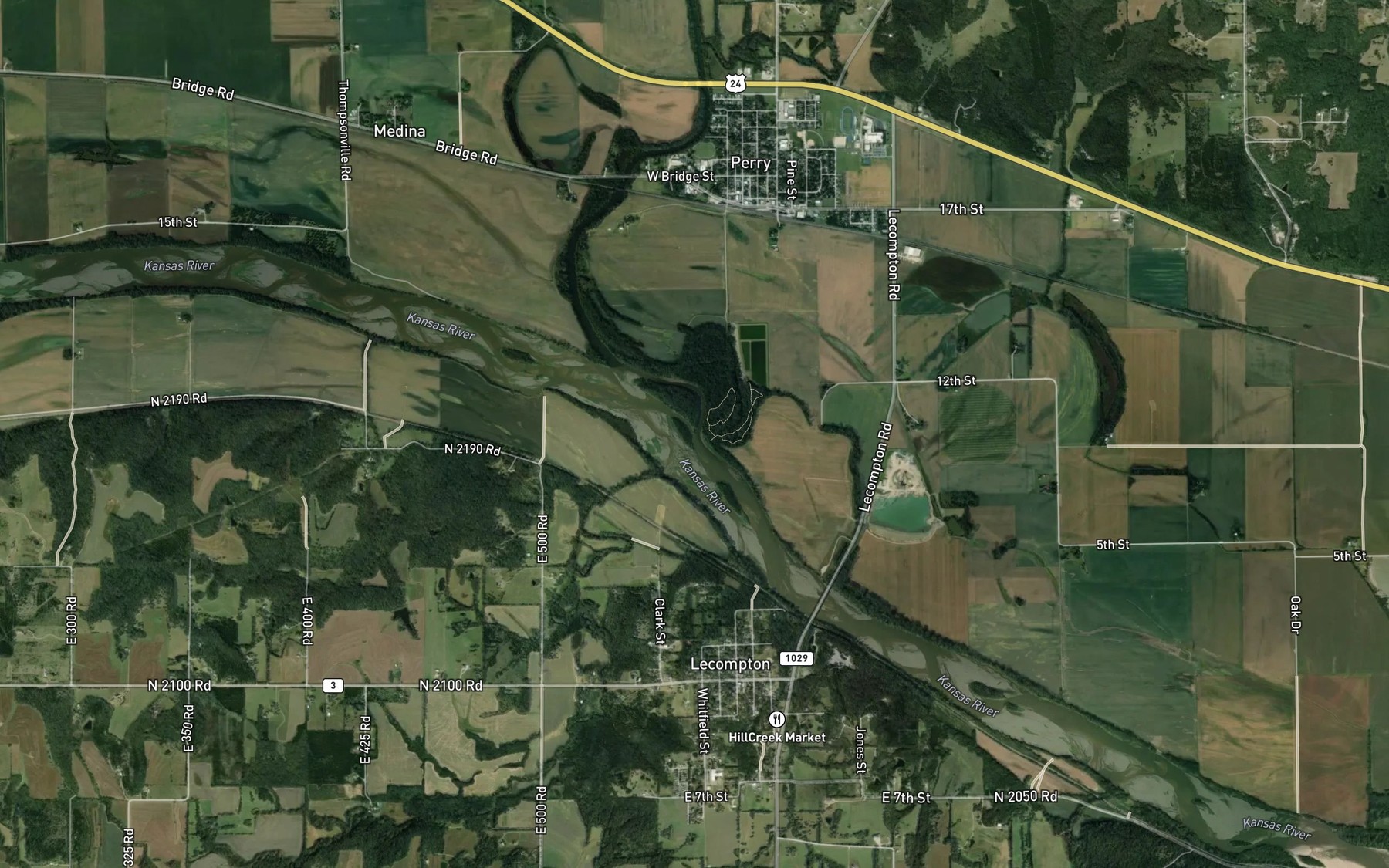 Satellite map of the Delaware River