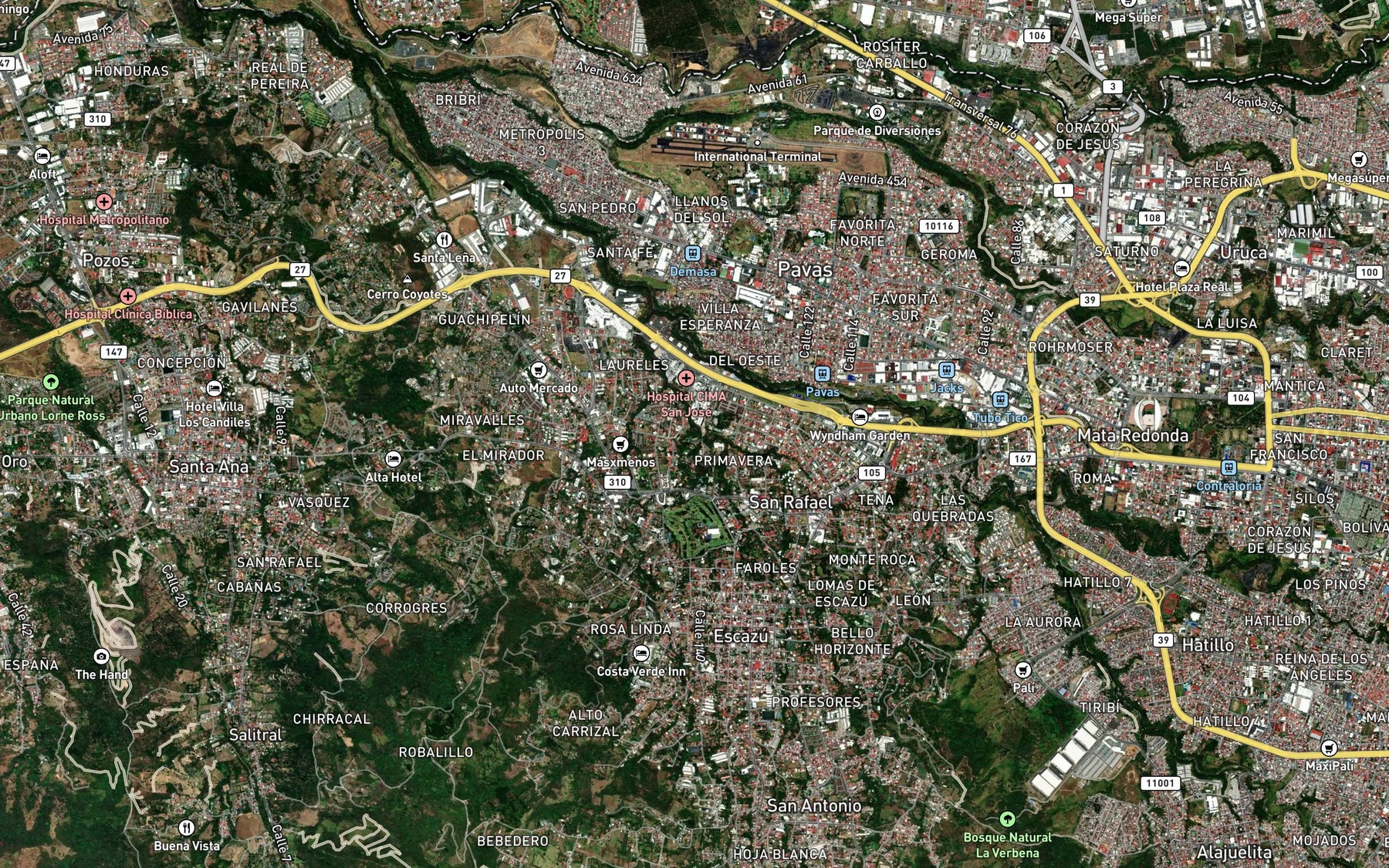 Satellite map of the Rio Cruz