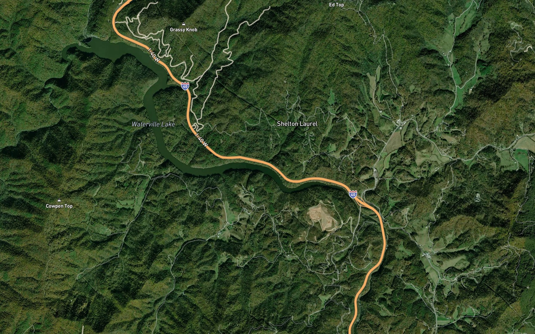 Satellite map of the Laurel Branch