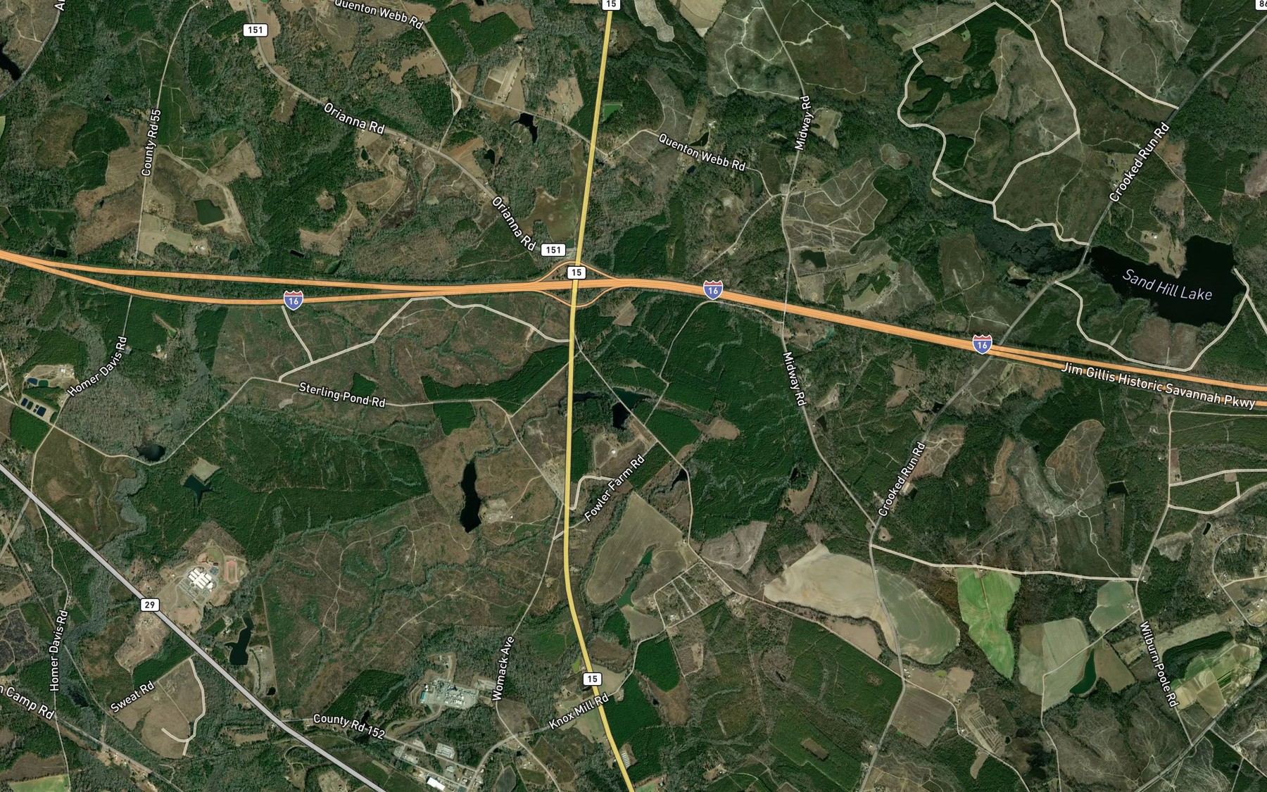 Satellite map of the Twin Ponds