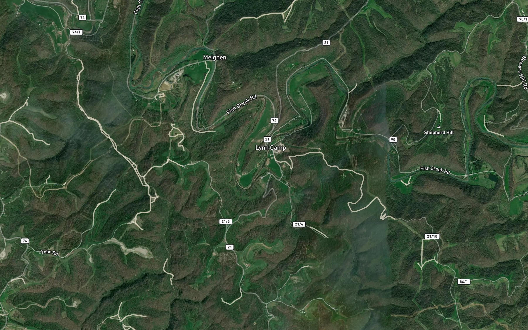 Satellite map of the Lynn Camp Run