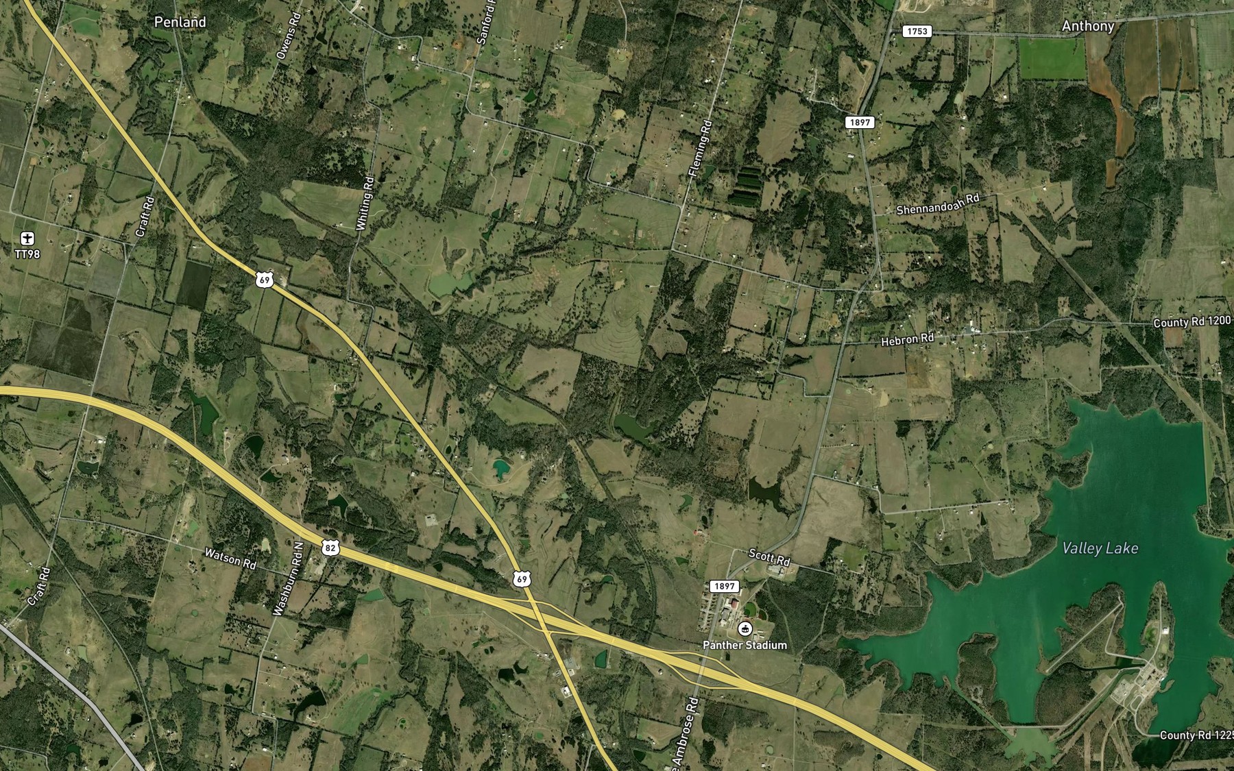 Satellite map of the Soil Conservation Service Site 33 Reservoir