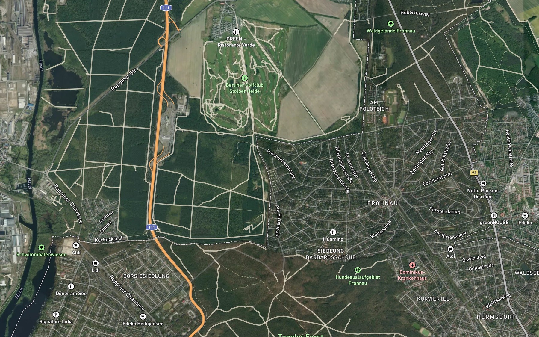 Satellite map of the Ententeich