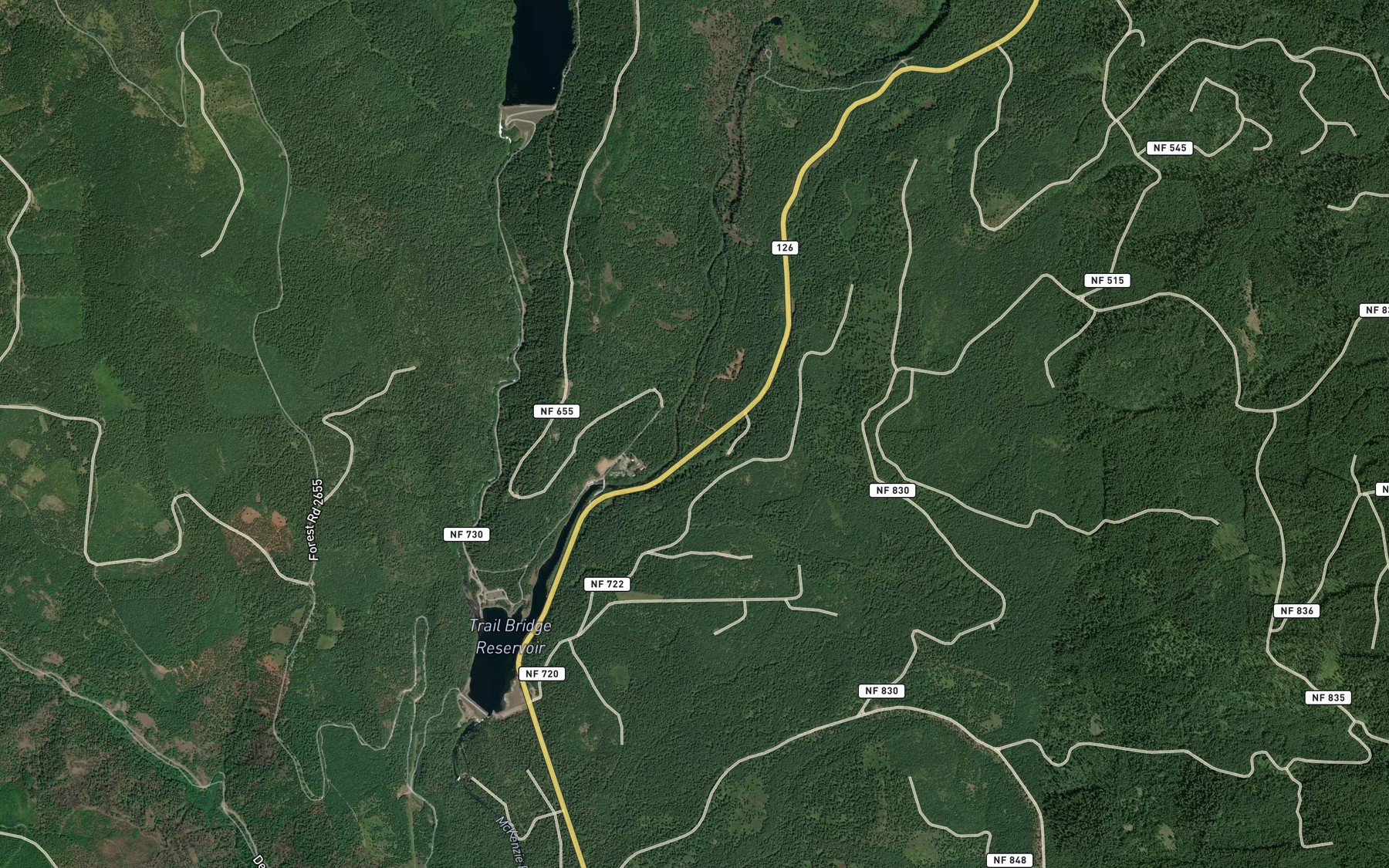 Satellite map of the Bobby Creek