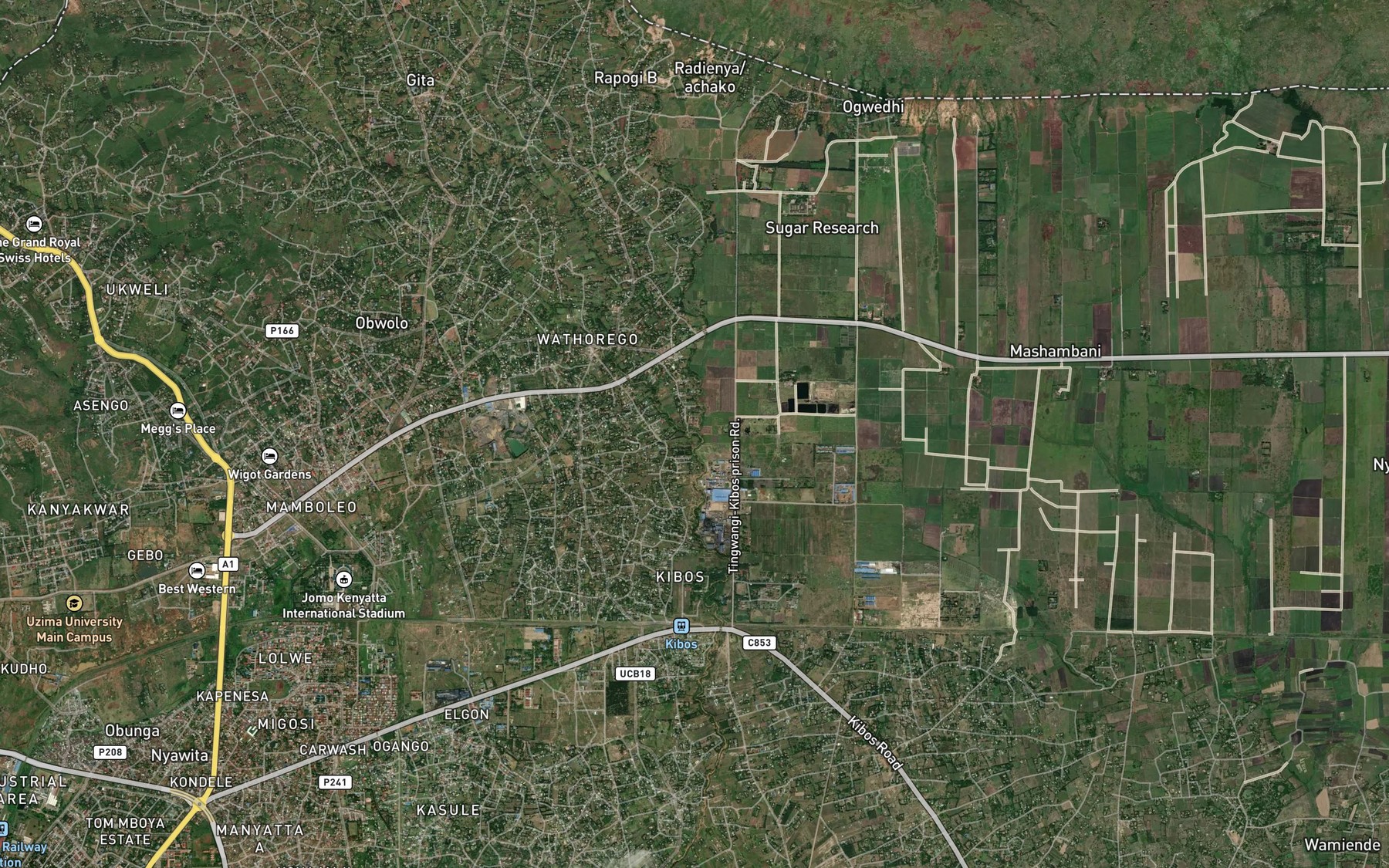 Satellite map of the Nyangori Awach