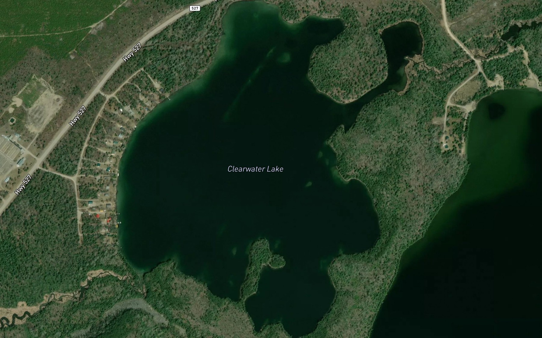 Satellite map of the Clearwater Lake