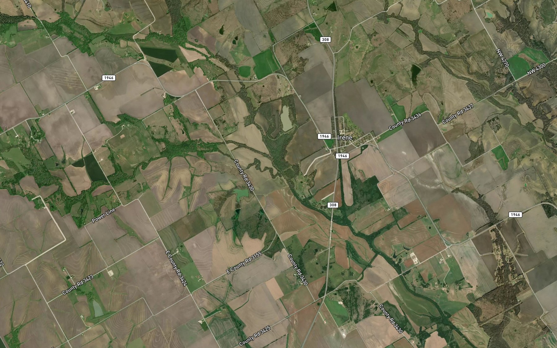 Satellite map of the Pecan Creek