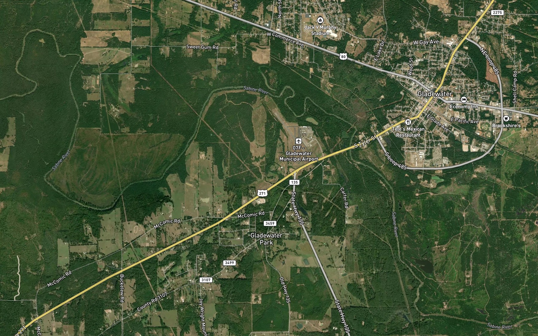 Satellite map of the Carter Creek