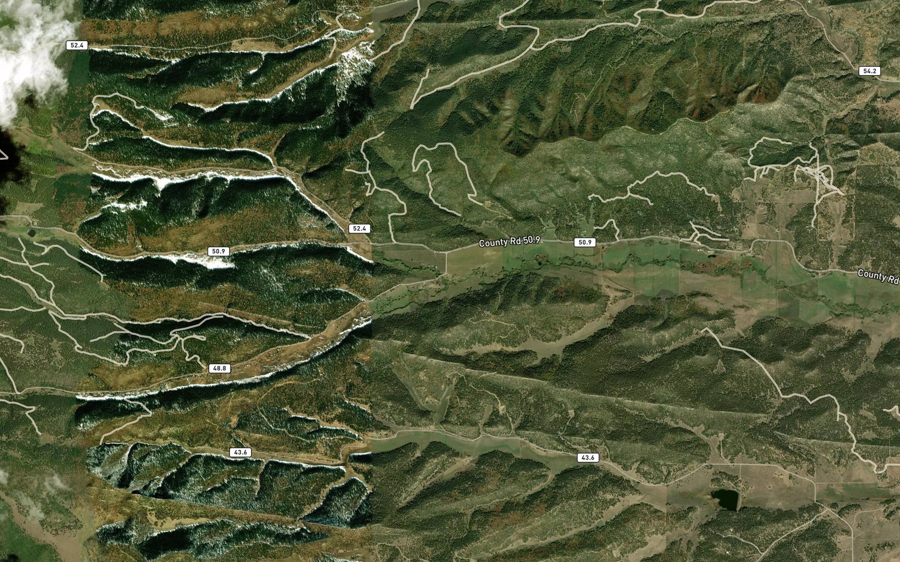 Satellite map of the South Fork Trujillo Creek