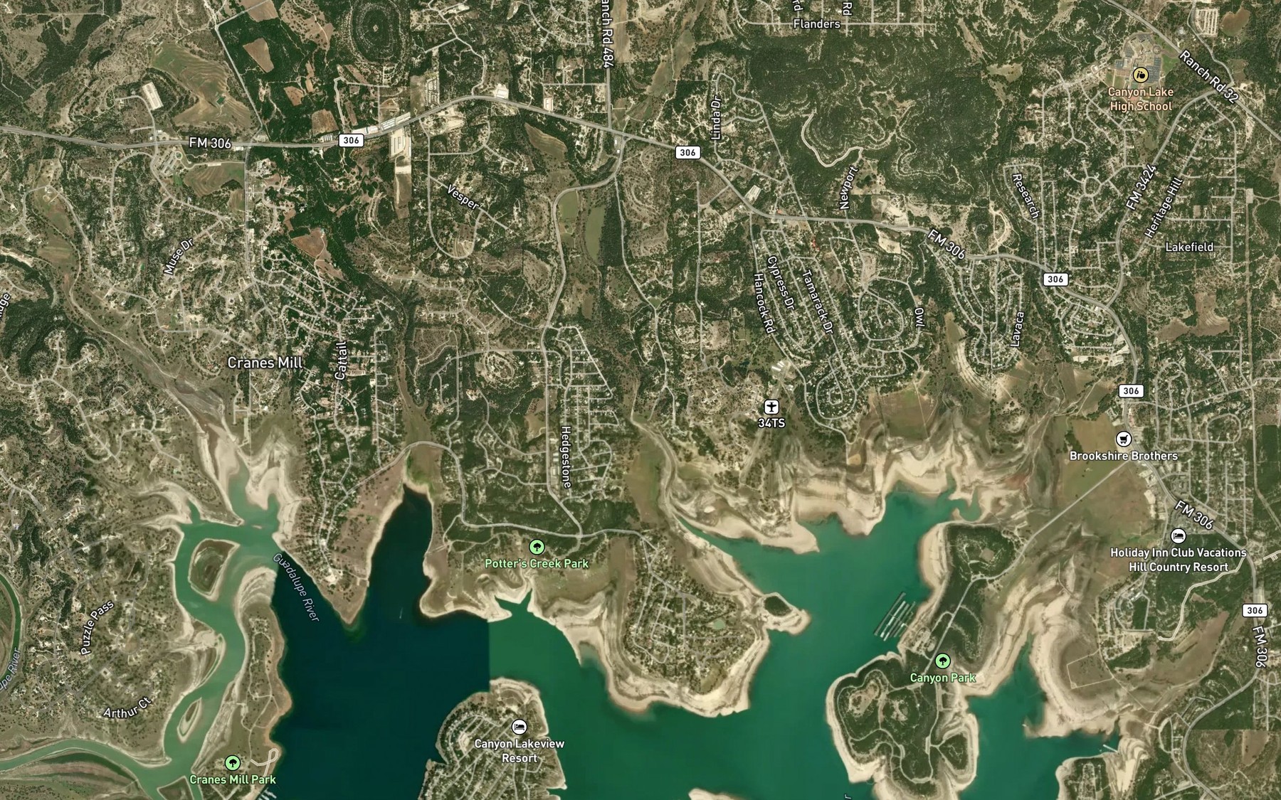Satellite map of the Potter Creek
