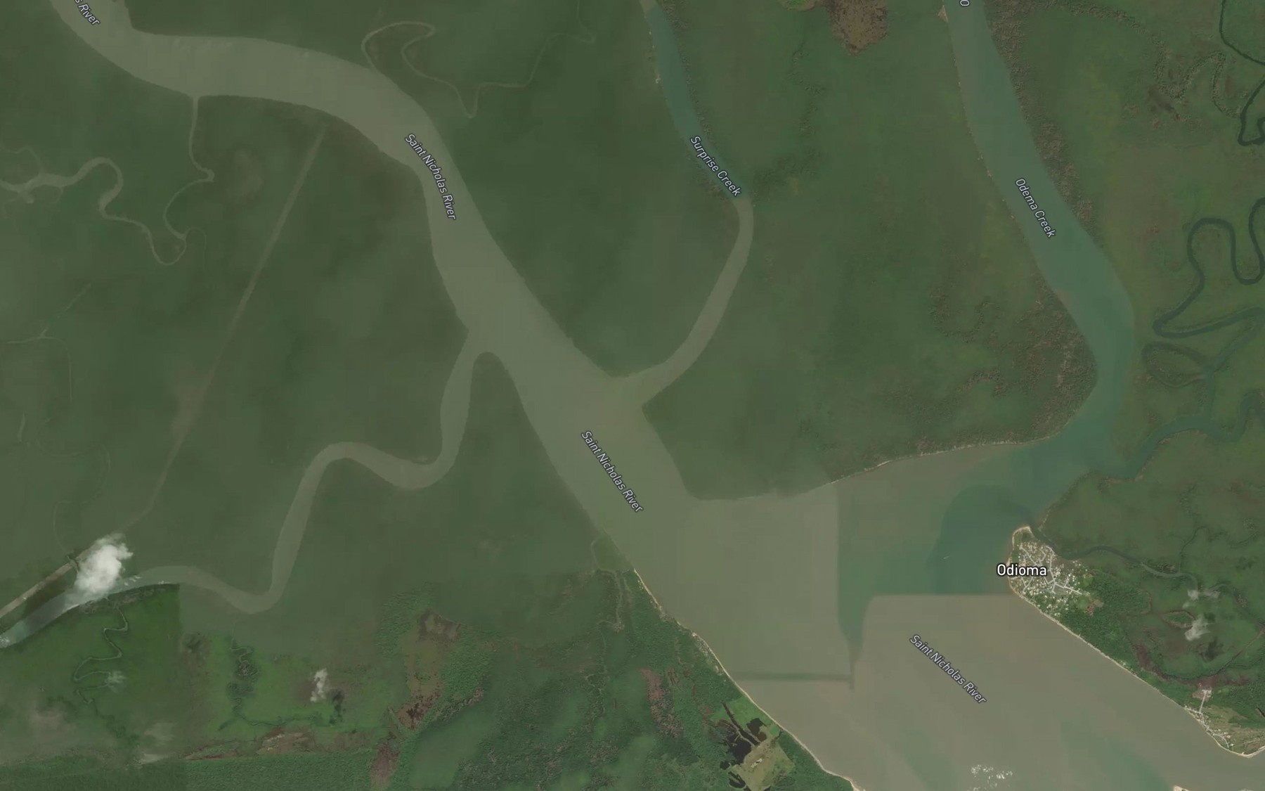Satellite map of the Surprise Creek