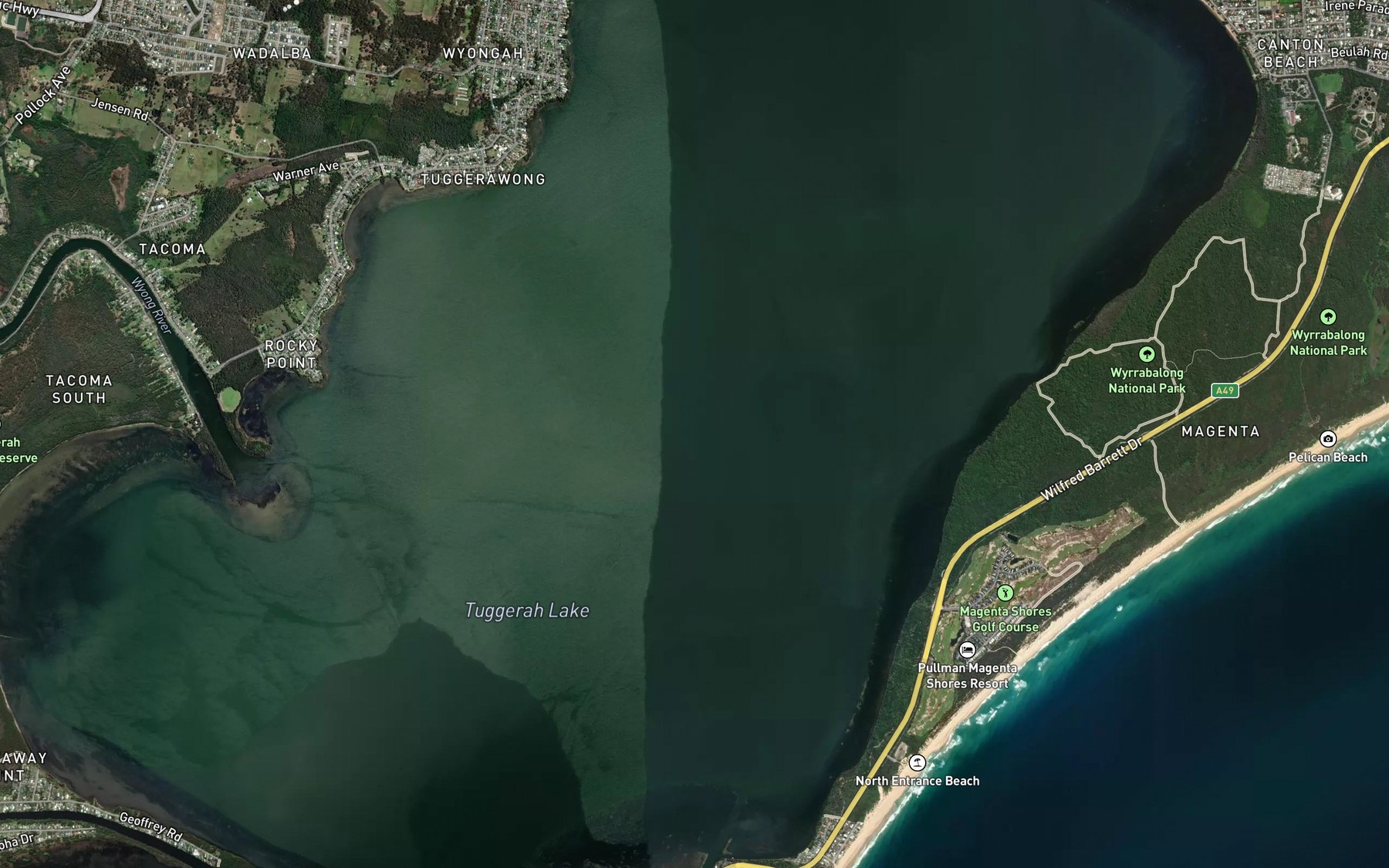 Satellite map of the Budgewoi Lake