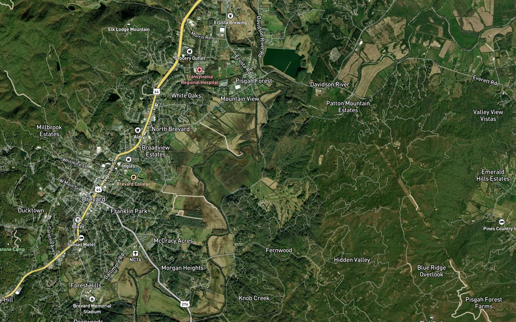 Satellite map of the Williamson Creek