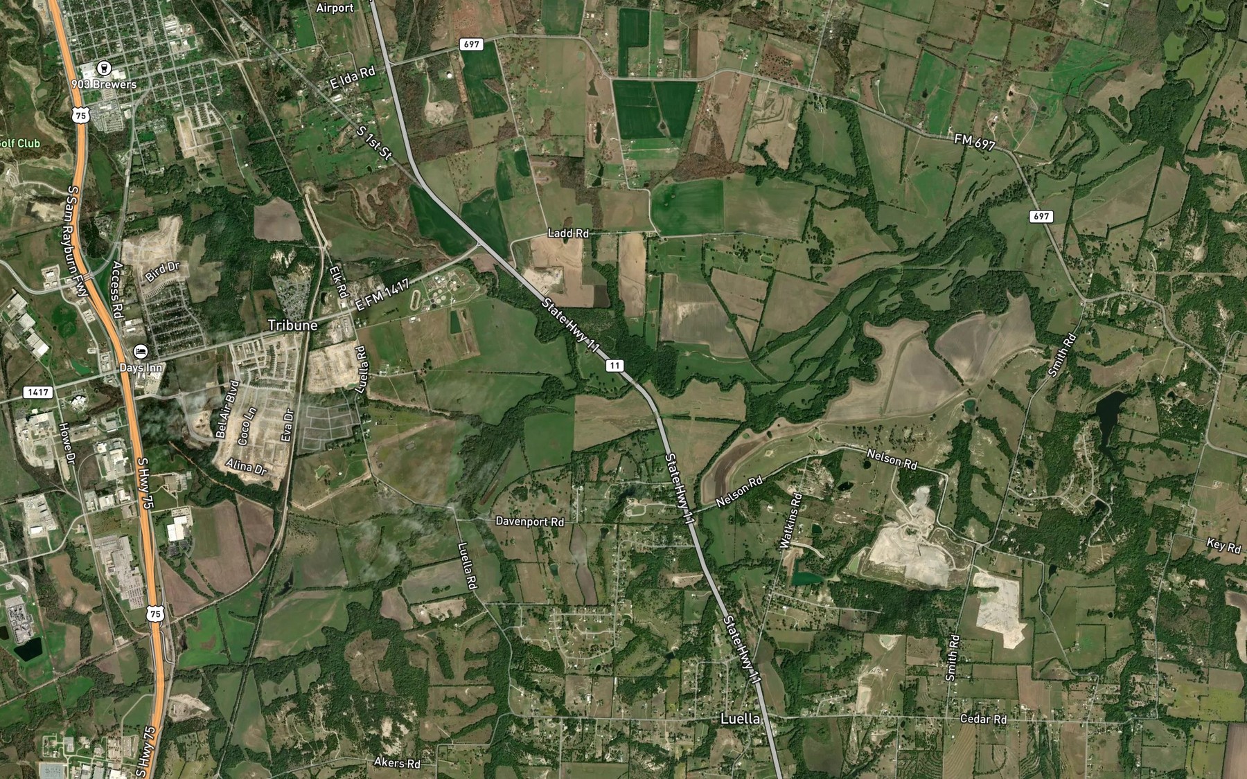 Satellite map of the Post Oak Creek