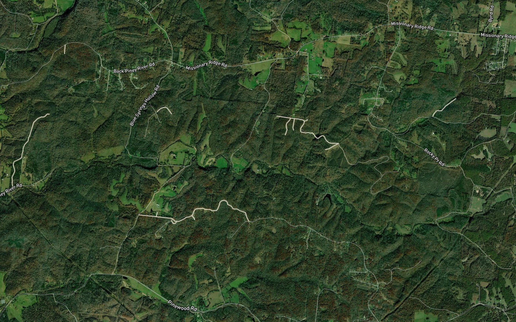 Satellite map of the Sugarcamp Branch