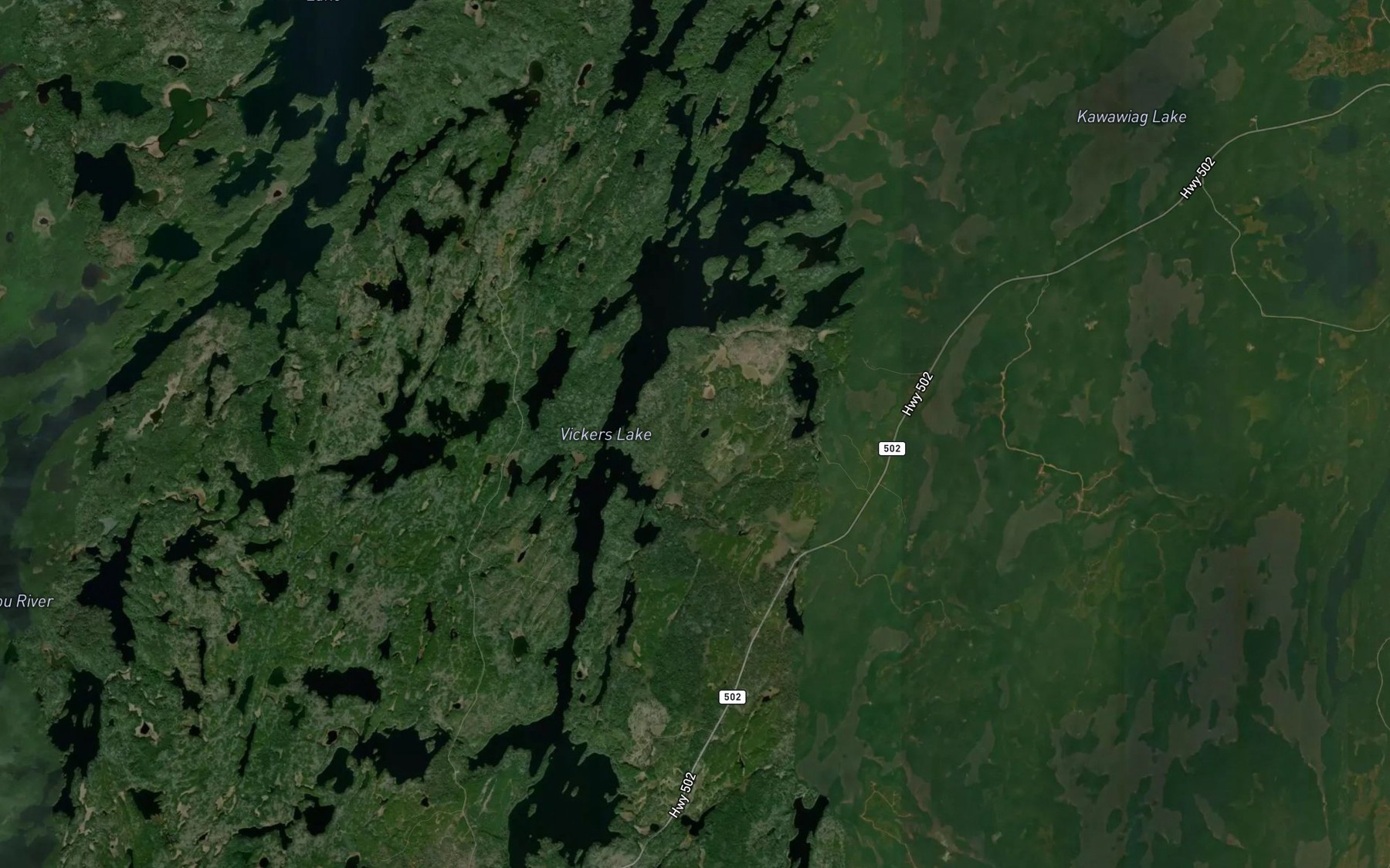 Satellite map of the Vickers Lake