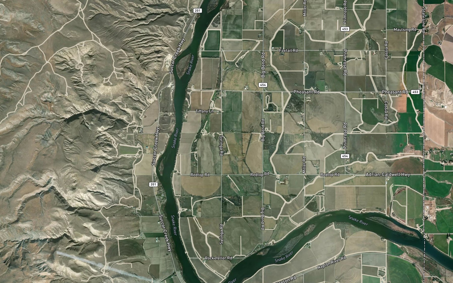 Satellite map of the Bullock Drain