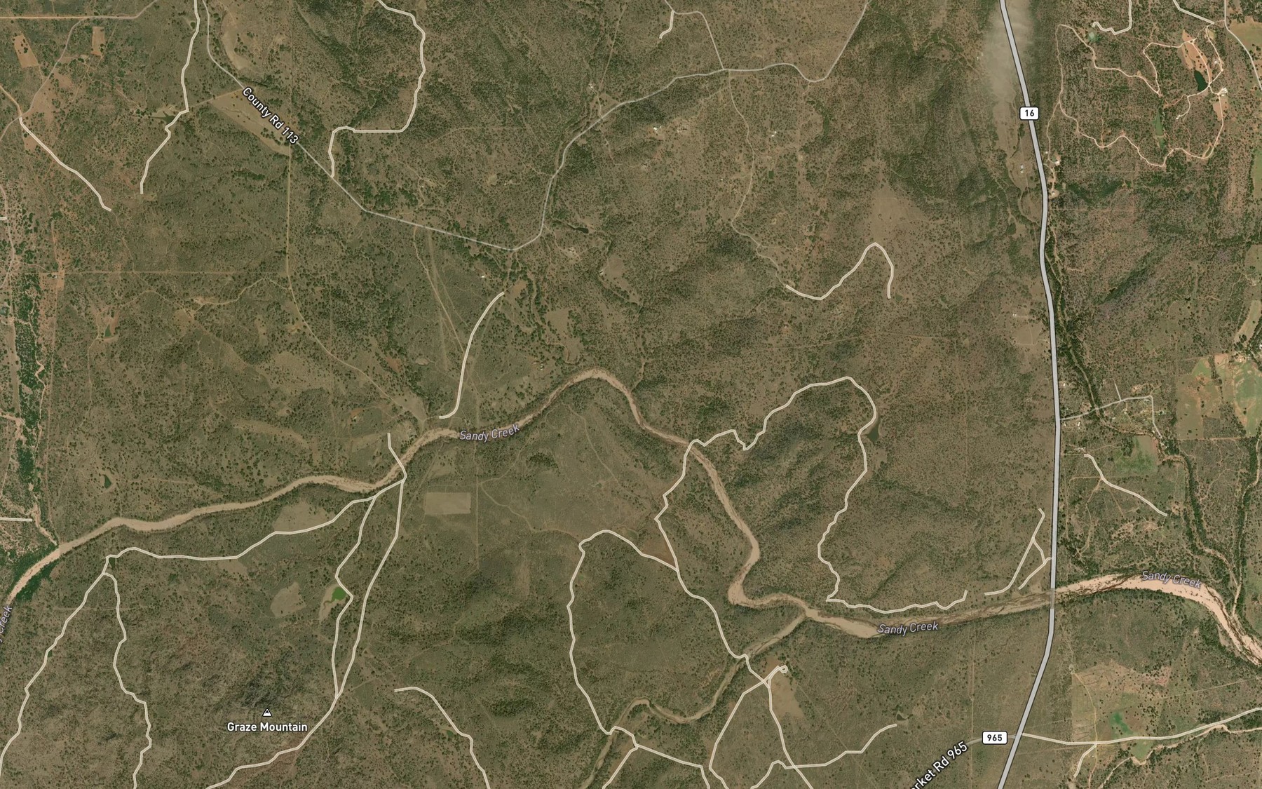 Satellite map of the Grape Creek