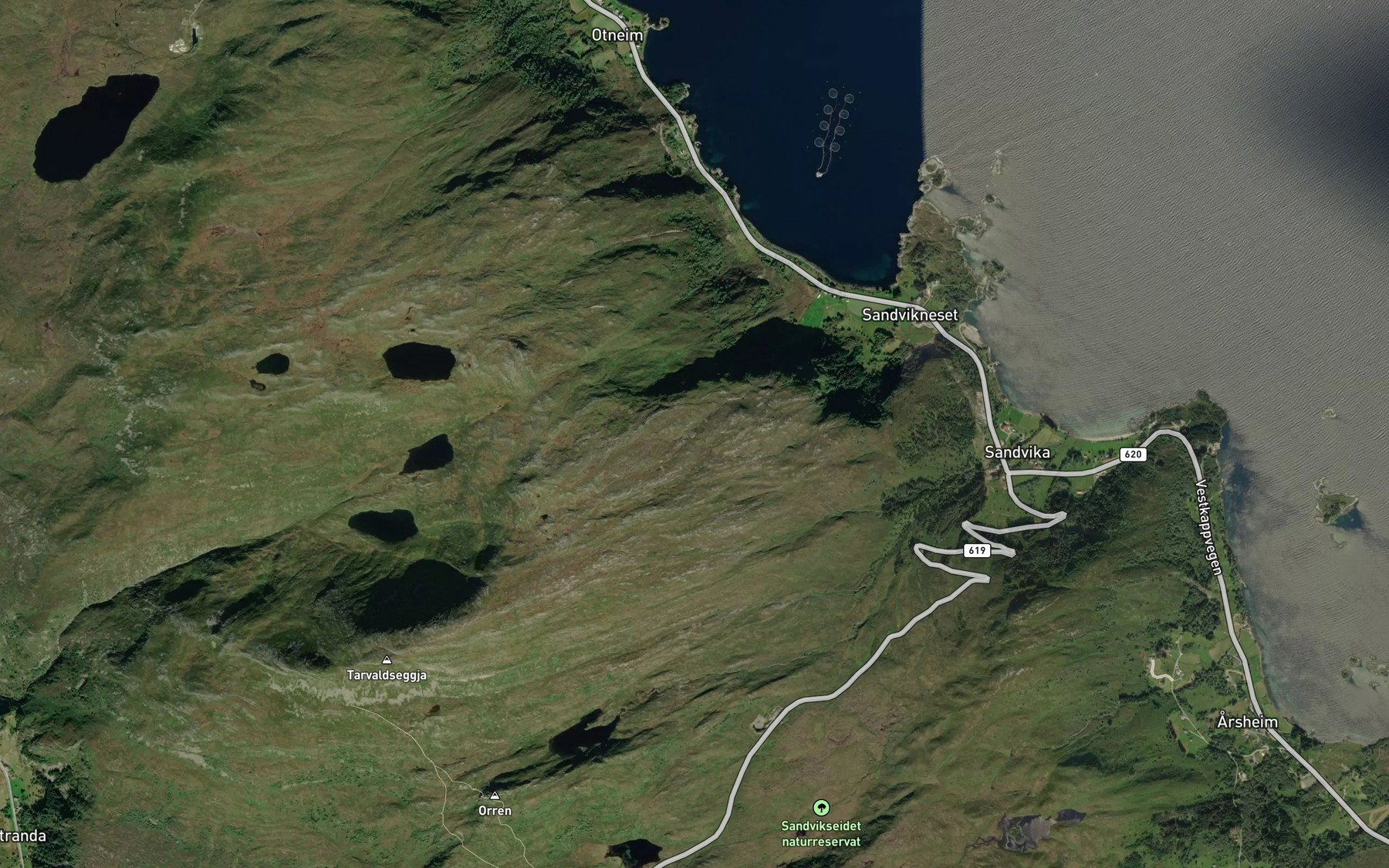Satellite map of the Kvernhuselva