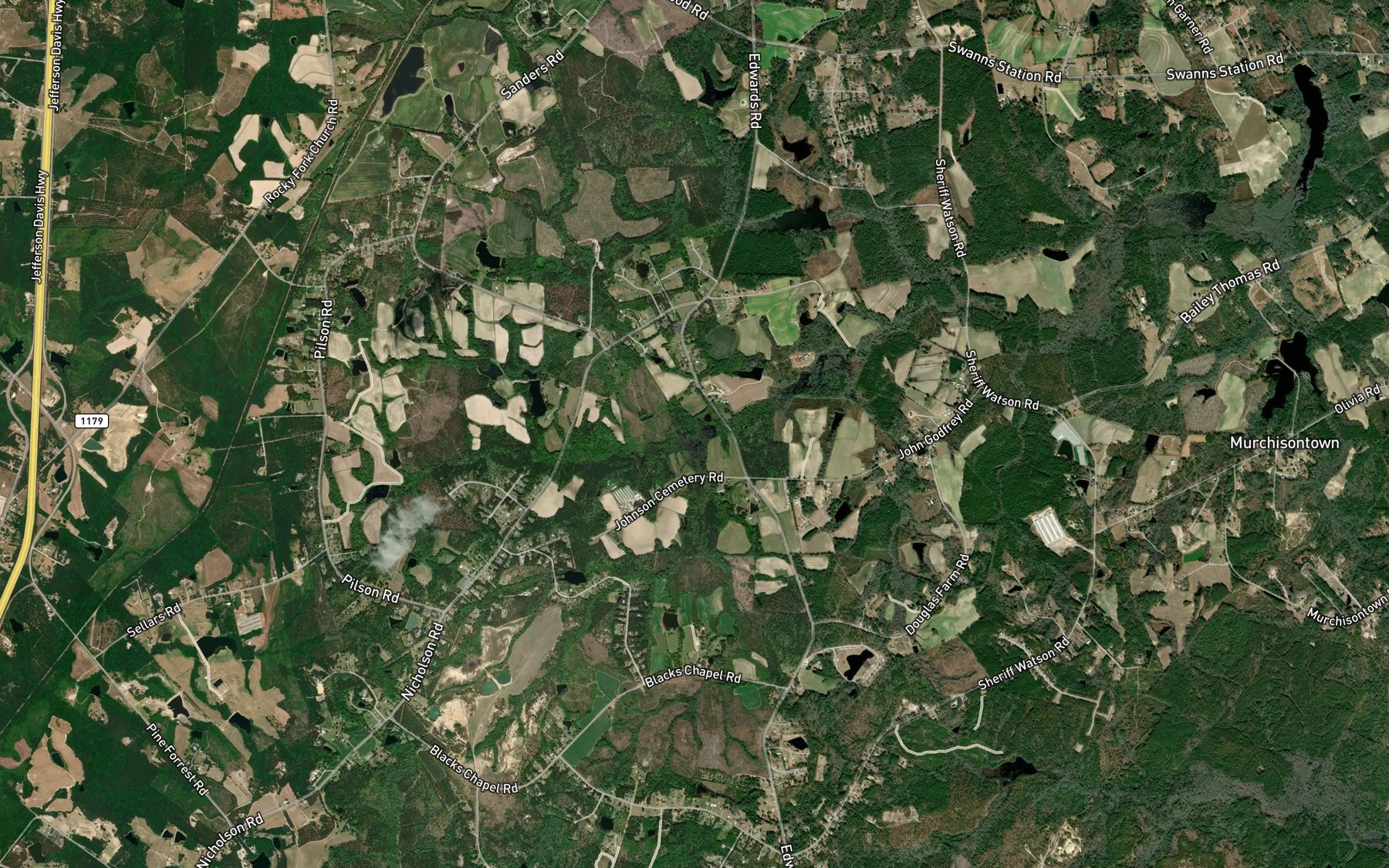 Satellite map of the Reedy Branch
