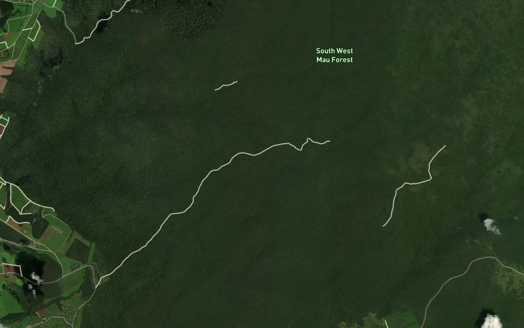 Satellite map of the Nderobo Falls