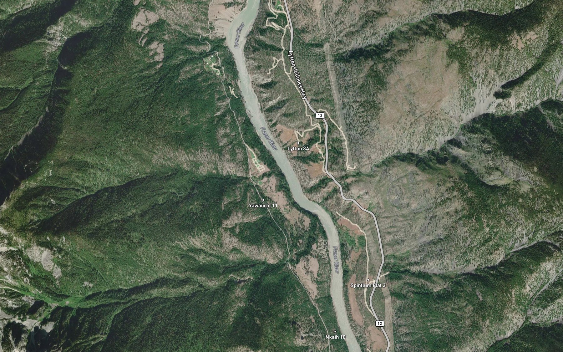 Satellite map of the Spintlum Creek
