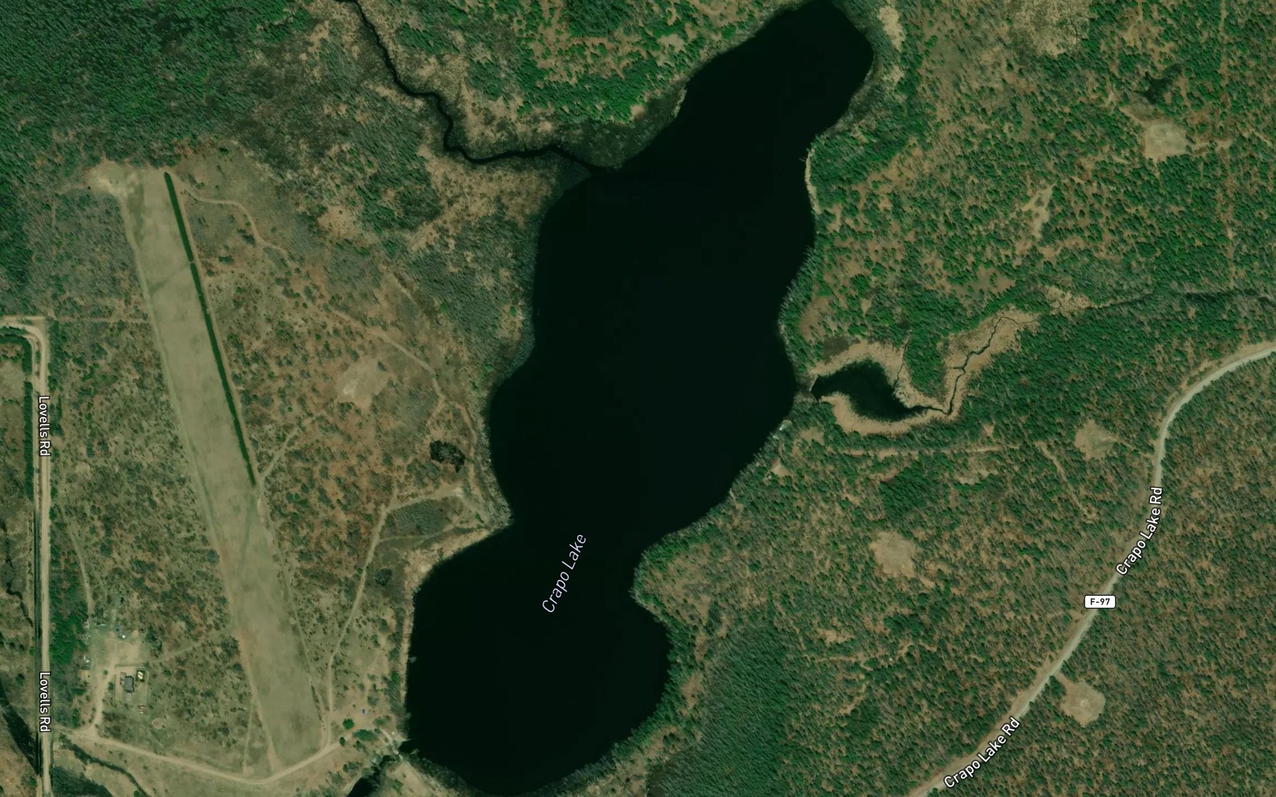 Satellite map of the Crapo Lake