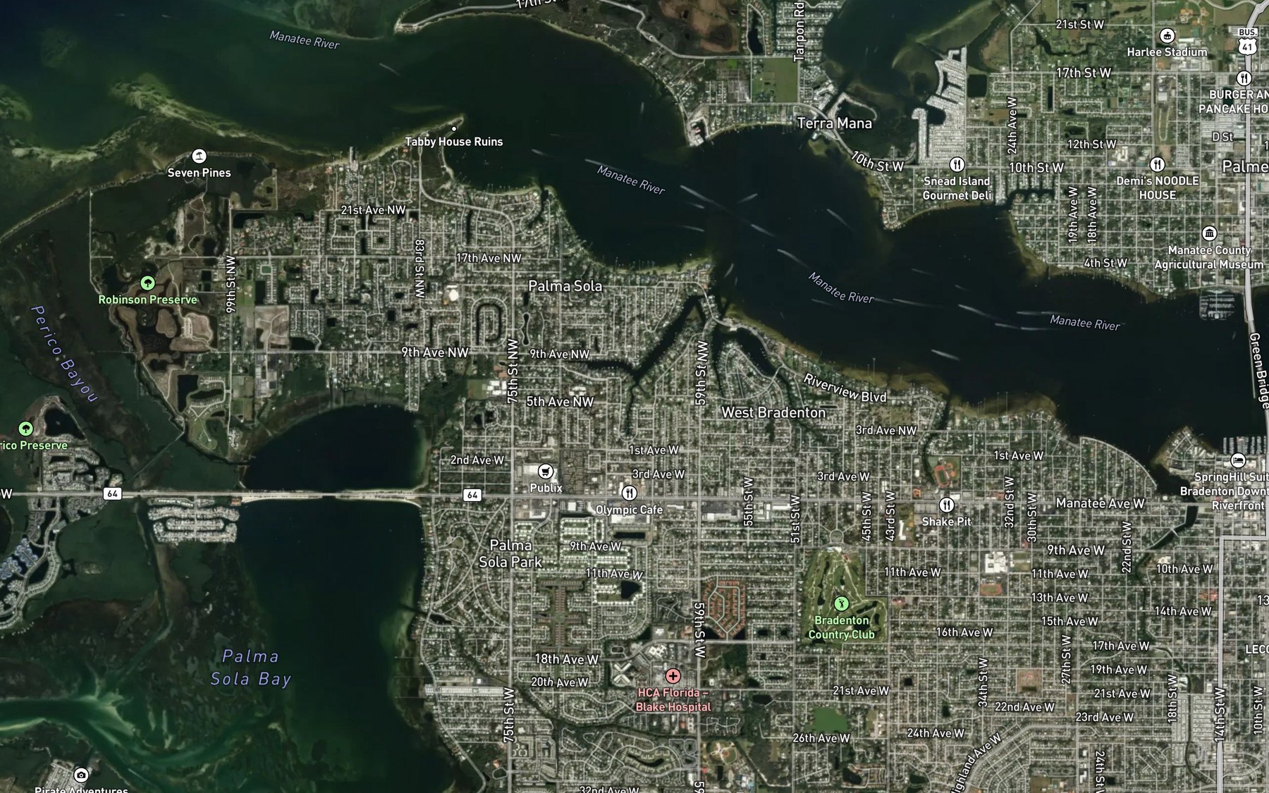 Satellite map of the Warner West Bayou
