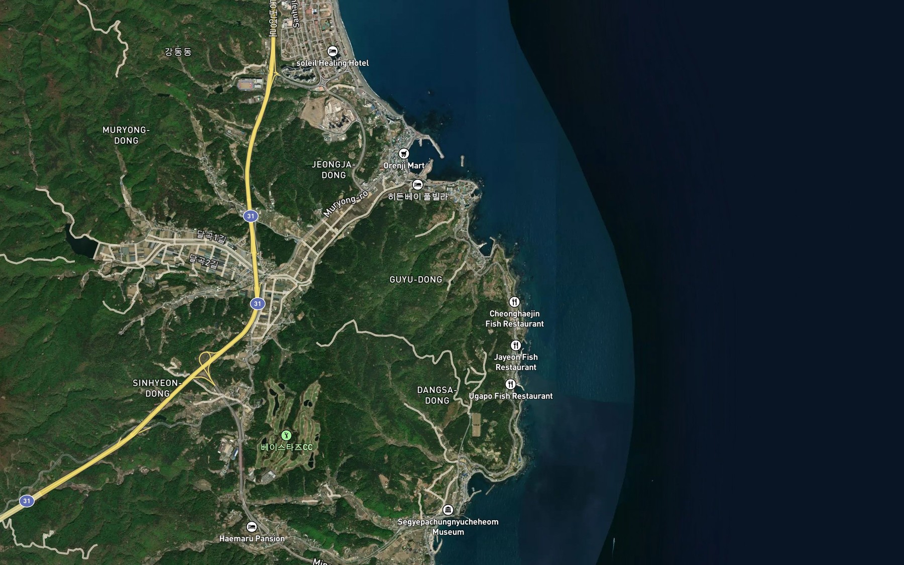 Satellite map of the Mudeunggolsoryuji